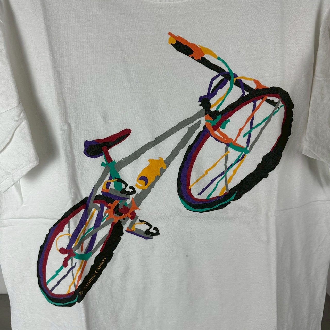 Vintage Vintage 90s Andrew Carson Bicycle Artwork Large T-shirt Size US L / EU 52-54 / 3 - 7 Thumbnail
