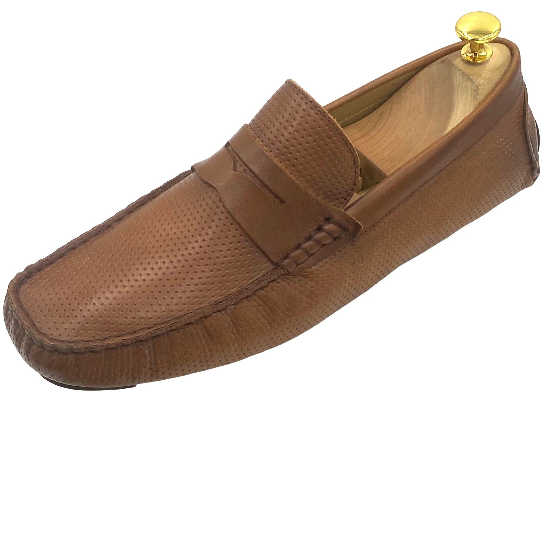 Mercanti Fiorentini Mercanti Fiorentini Men's 9 Brown Perforated Leather Loafer Size US 9 / EU 42 - 6 Thumbnail