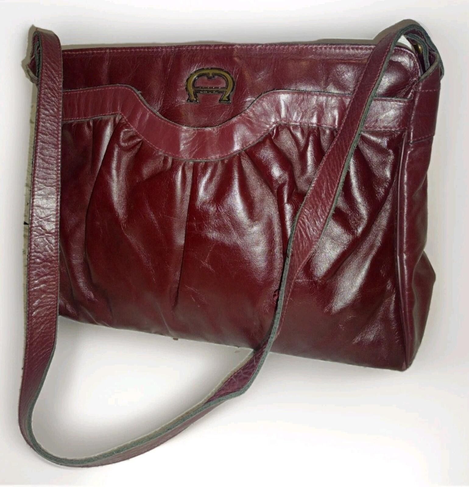 Etienne Aigner VTG 70s Aigner Burgundy Leather Shoulder Bag Chunky A Size ONE SIZE - 2 Thumbnail