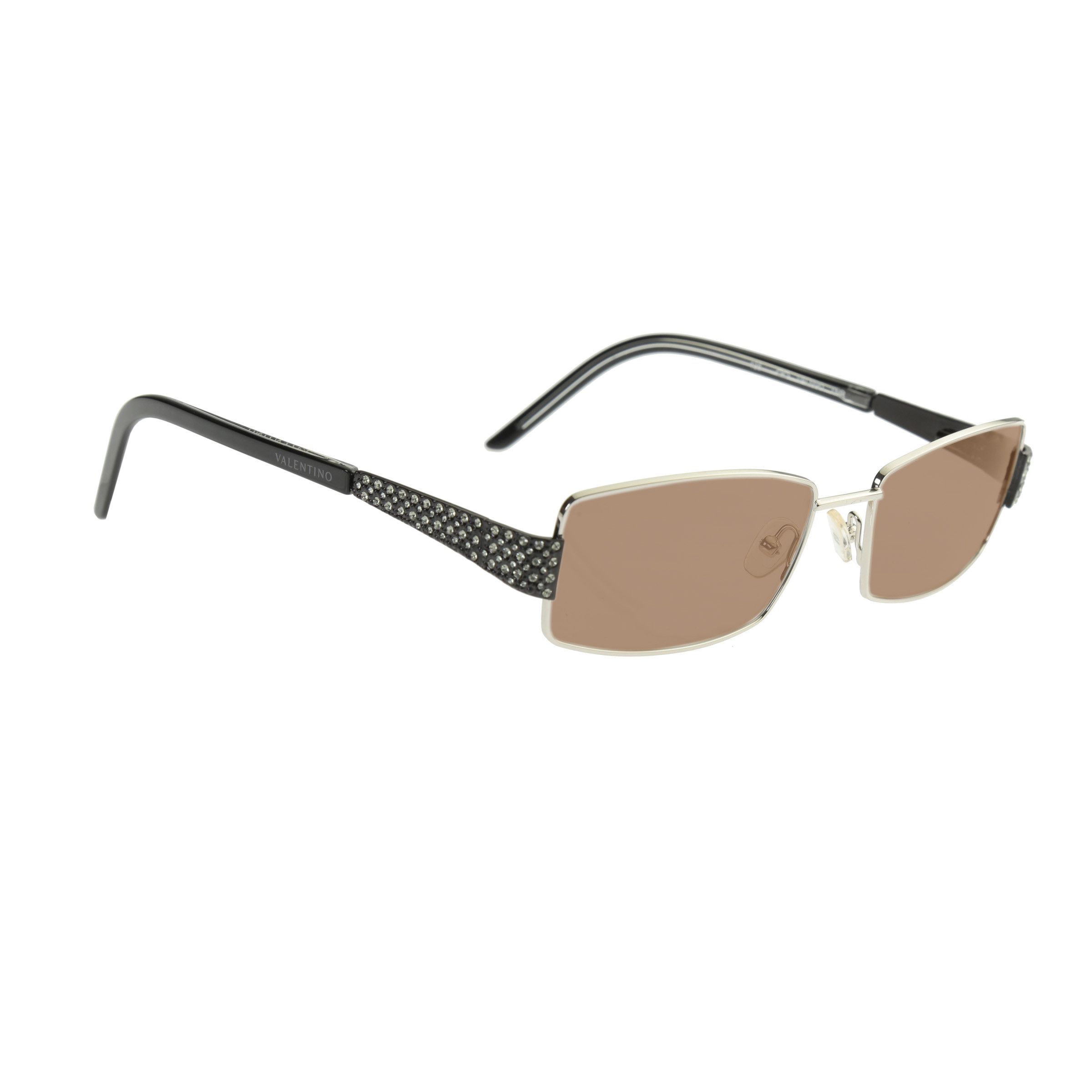 Valentino Valentino '90s Crystal Brown Rectangular Frame Sunglasses Size ONE SIZE - 1 Thumbnail