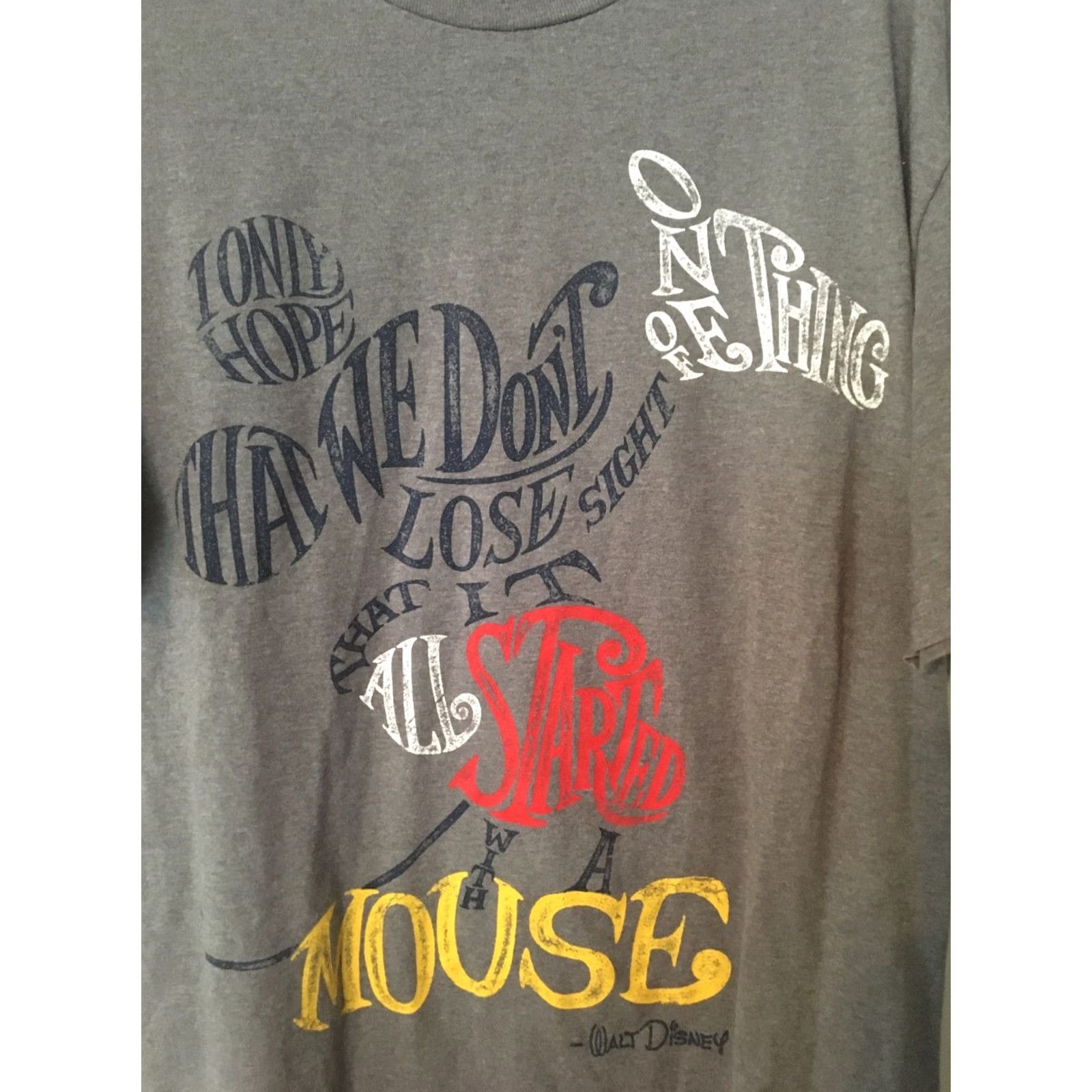 Disney VINTAGE MICKEY MOUSE IT ALL STARTED WITH A MOUSE T SHIRT Sz L Large Walt Disney Parks Size US L / EU 52-54 / 3 - 2 Thumbnail