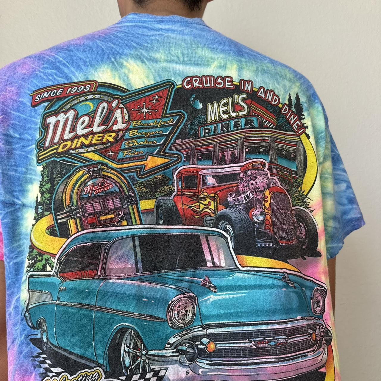 Vintage Vintage Mels Drive-In 2000s Graphics Tie Dyed Tee Shirt Size US L / EU 52-54 / 3 - 3 Thumbnail