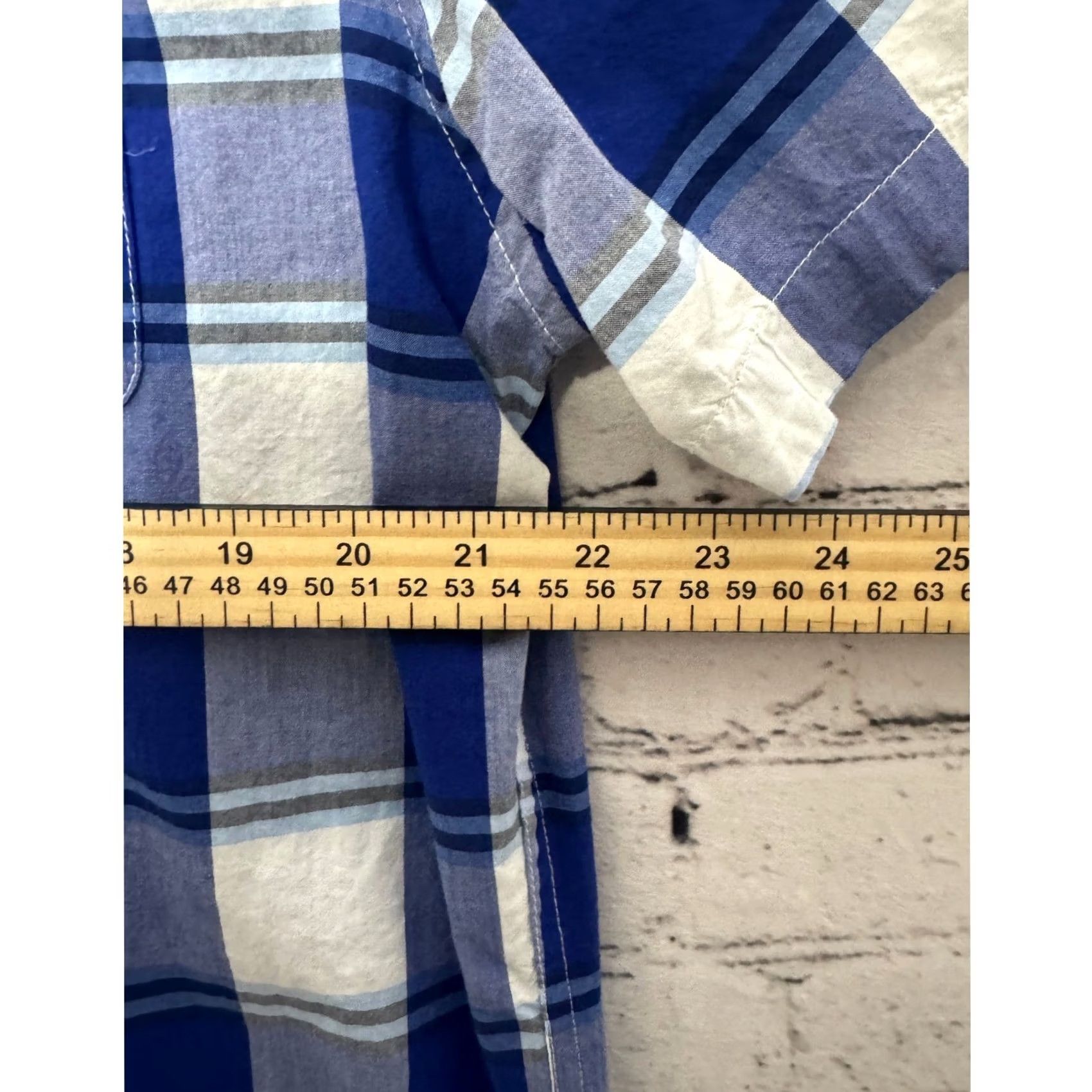 U.S. Polo Assn. US Polo Assn Plaid Shirt Button-Down Short Sleeve Men L Blue Embroidered Pony Logo Casual Shirt Size US L / EU 52-54 / 3 - 4 Thumbnail