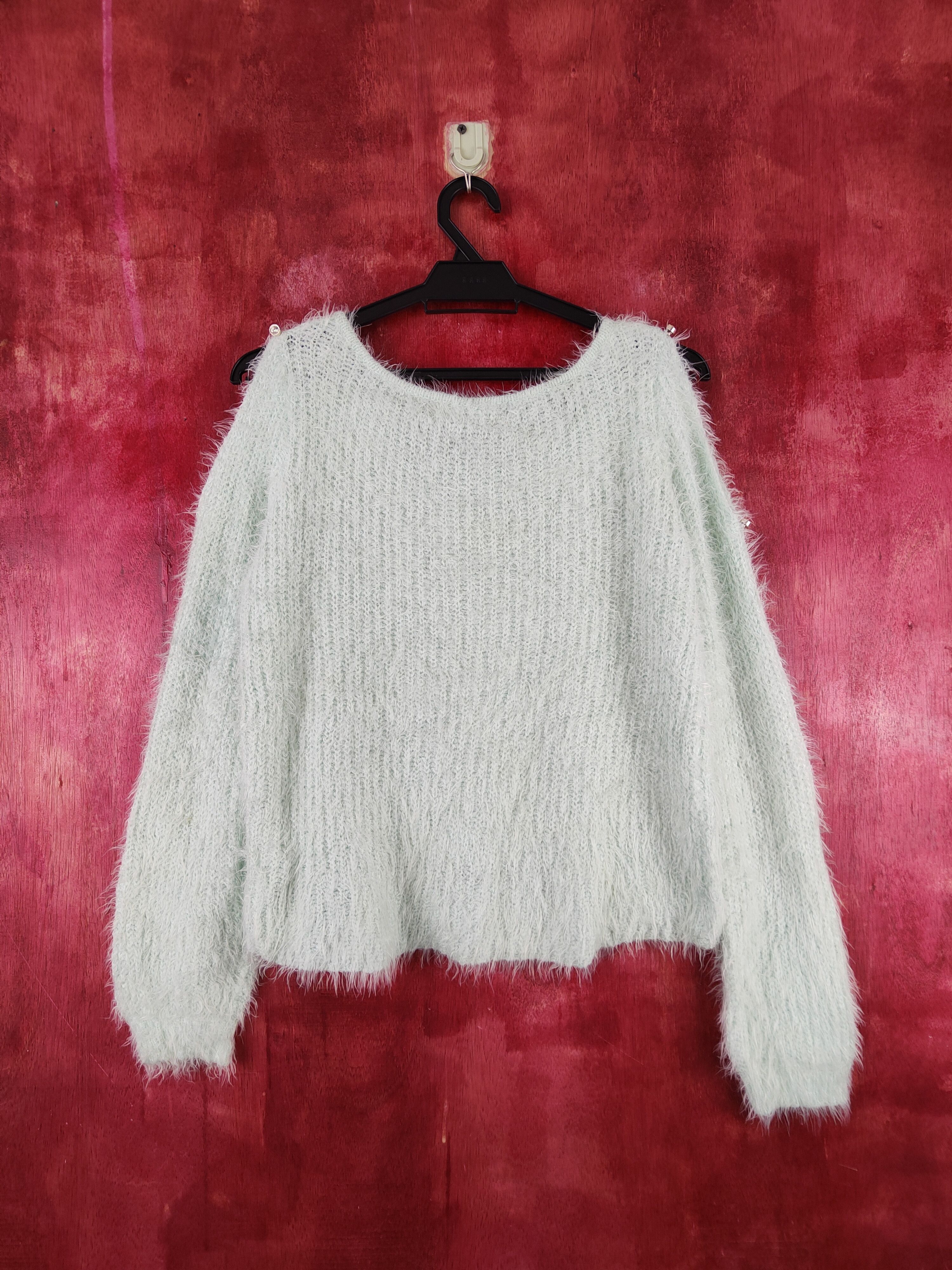 Japanese Brand Cecil McBee Green Shag Shaggy Fur Mohair Knitwear #S2027 Size M / US 6-8 / IT 42-44 - 9 Thumbnail