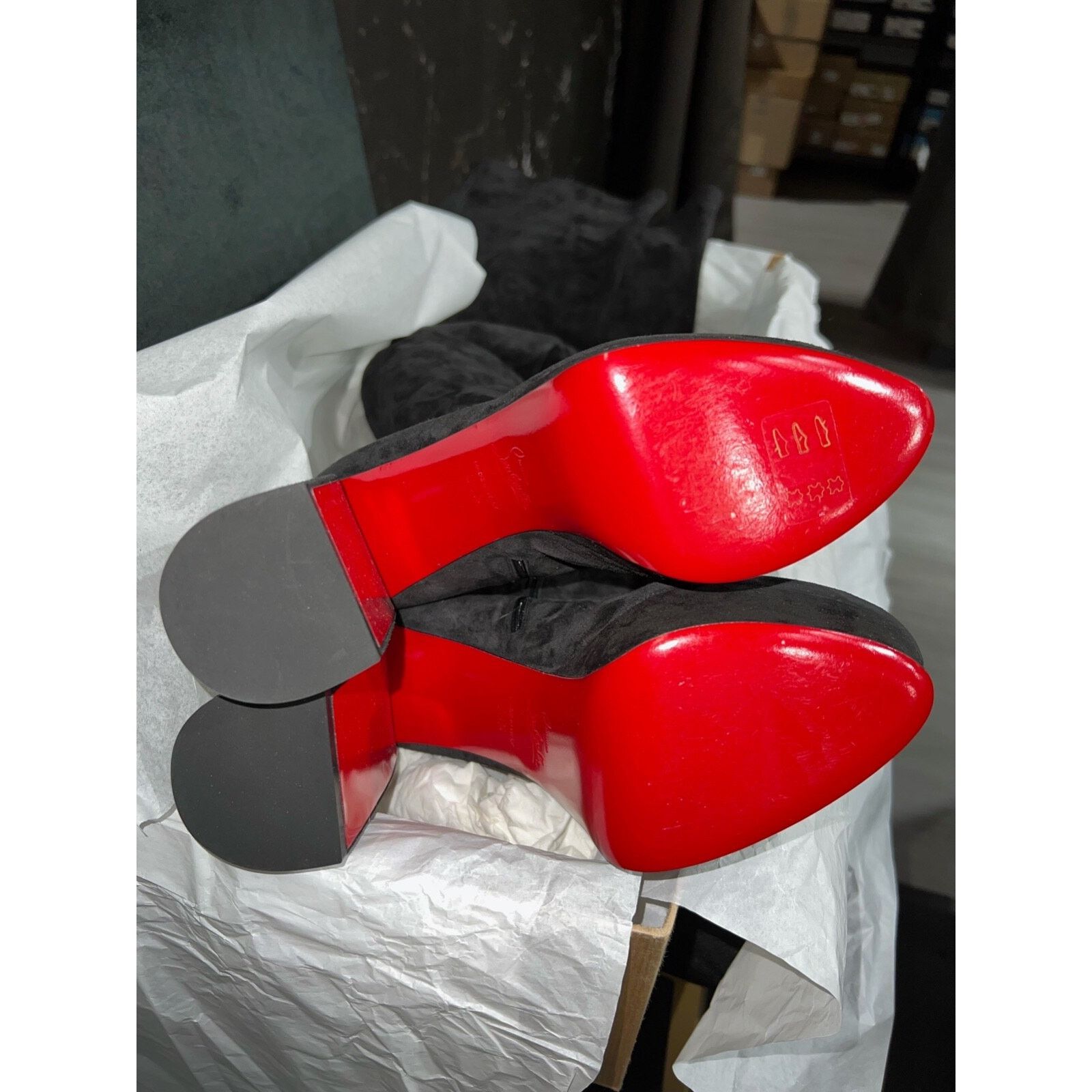 Christian Louboutin Christian Louboutin Movida Alta Botta 130 Black Suede Thigh Size US 8.5 / IT 38.5 - 12 Thumbnail