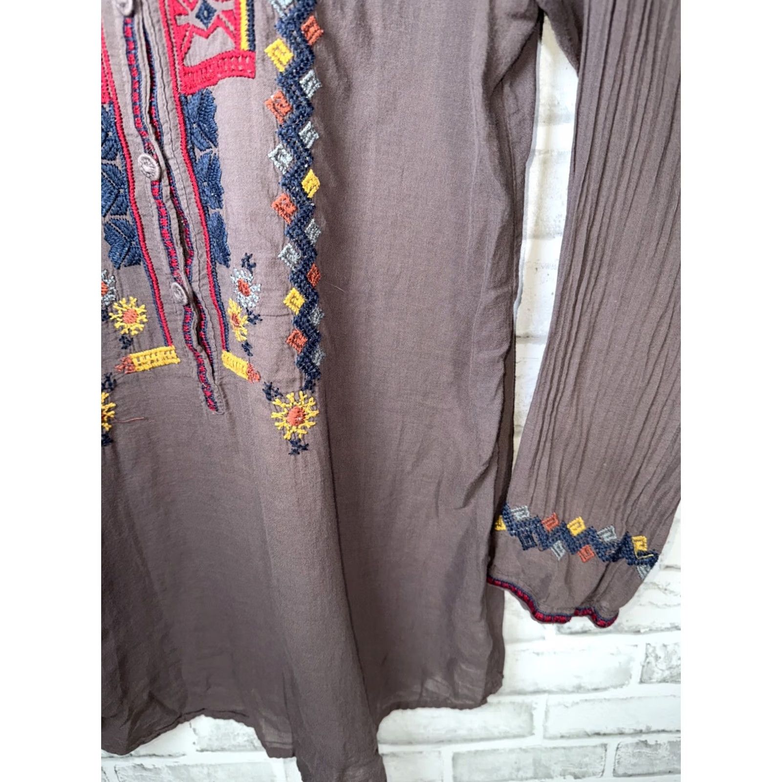 Johnny Was Johnny Was BIYA Embroidered Tunic Shirt Womens S Multicolor Cotton Size S / US 4 / IT 40 - 4 Thumbnail
