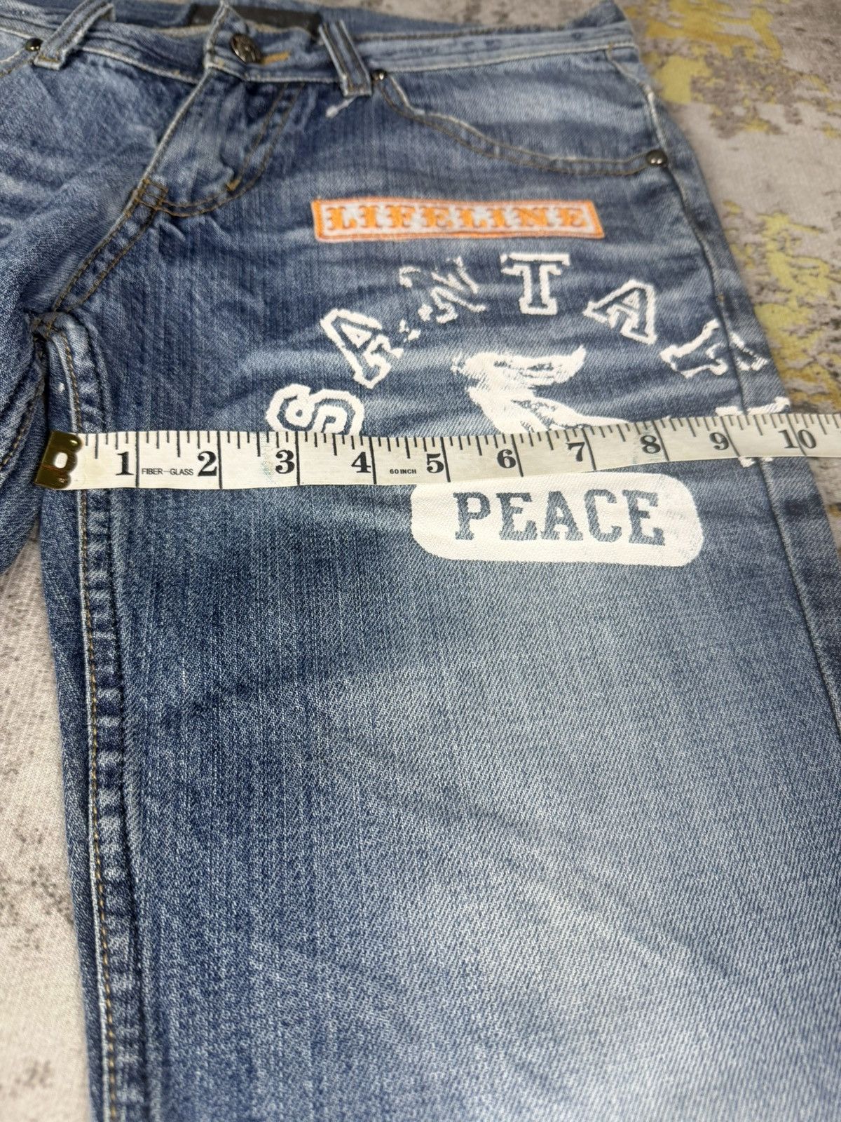 Tornado Mart 90s Flared Riot Poem Distressed Patches Pants Size US 31 - 12 Thumbnail