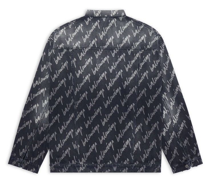 Balenciaga o1w1db11125 Allover Logo Oversized Jacket in Black Size US L / EU 52-54 / 3 - 5 Thumbnail