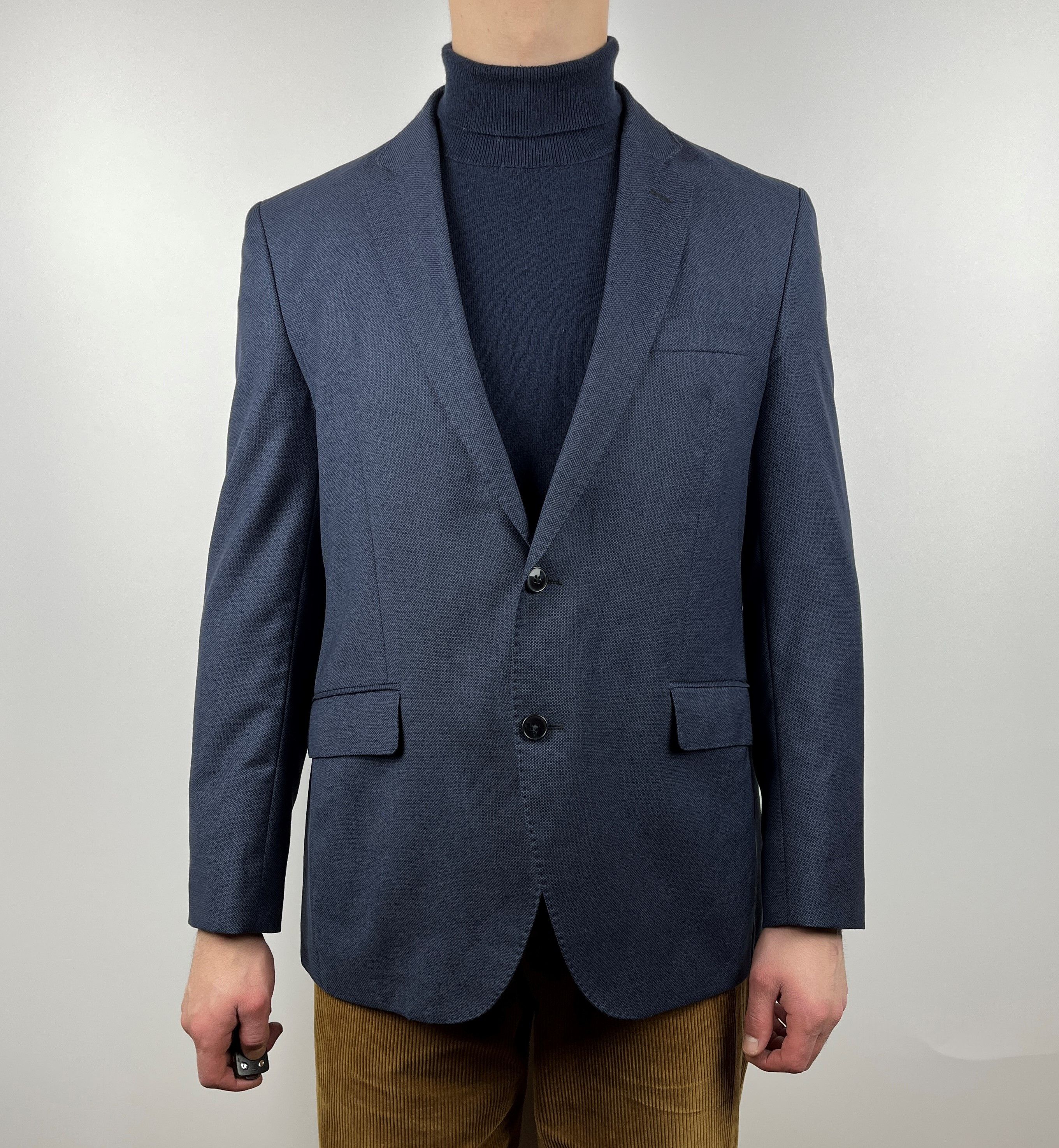 Hackett London Indigo Birdseye Wool Blazer Jacket