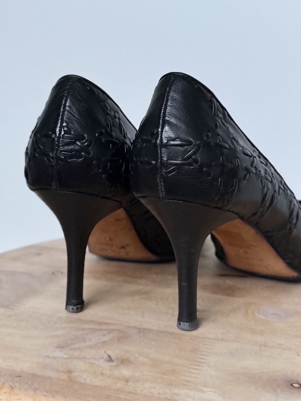 Dior Dior Black Leather Braided Cannage Pointy Toe Bow Pumps Size US 9 / IT 39 - 6 Thumbnail