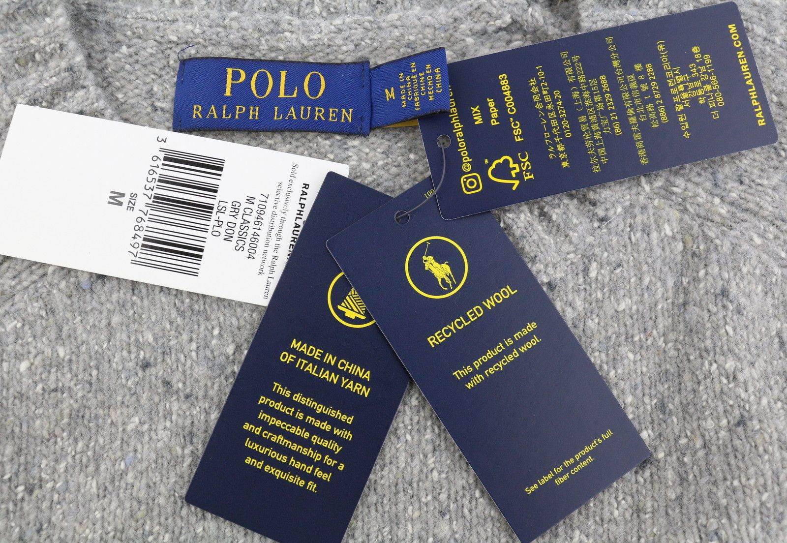 Ralph Lauren GREY M Wool Blend Tight Knit Pullover 86953 Size US M / EU 48-50 / 2 - 6 Thumbnail