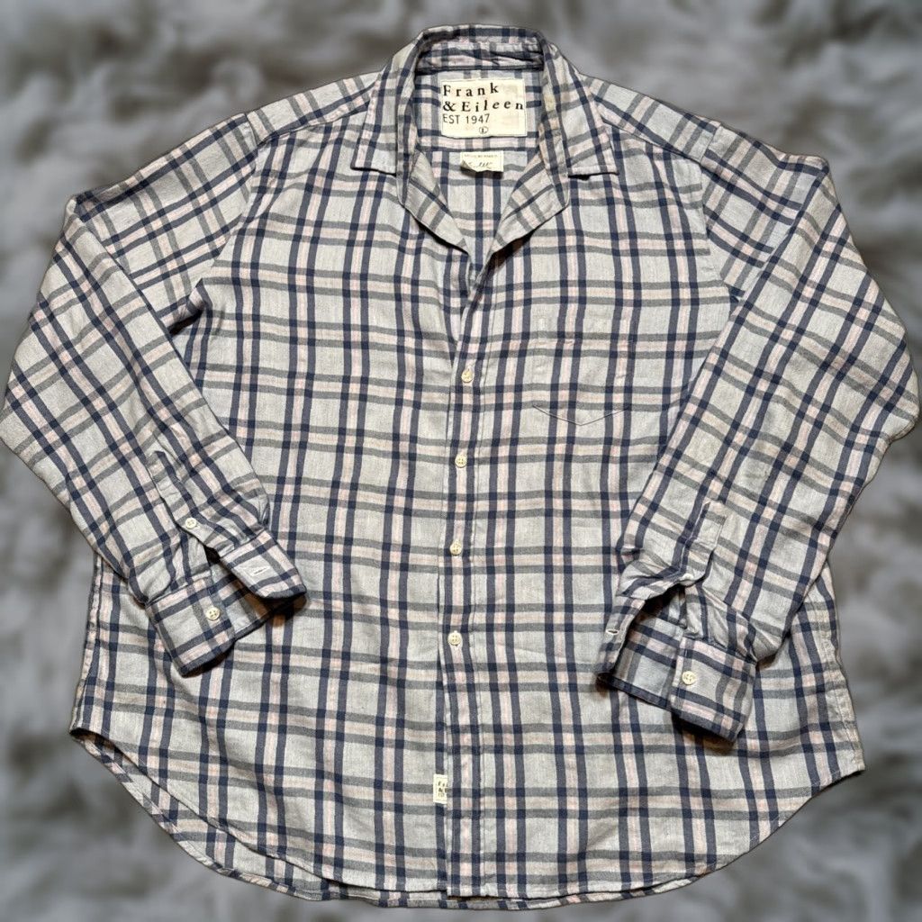 Frank & Eileen VINTAGE Frank & Eileen Shirt Womens L Blue Plaid Eileen Button Up Woven In Italy Luxury Size L / US 10 / IT 46 - 1 Thumbnail