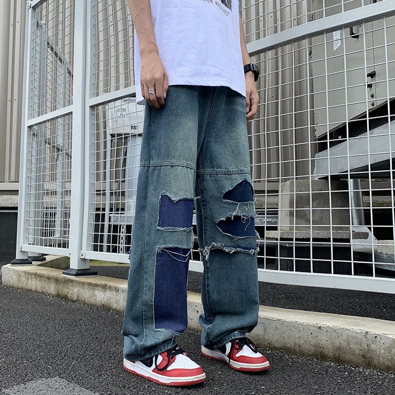 Japanese Brand × Jean Retro loose straight leg wide leg ripped jeans Size US 32 / EU 48 - 3 Thumbnail
