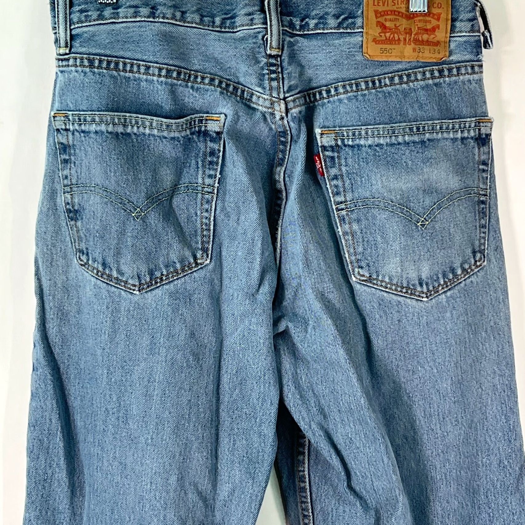 Levi's Levi's Jeans 550 Straight Denim Mens Low Rise Stretch Blue Size 33 Inseam 33" Regular 7" Hem Distressed Vintage No N/A? (omit) Size US 30 / EU 46 - 4 Thumbnail