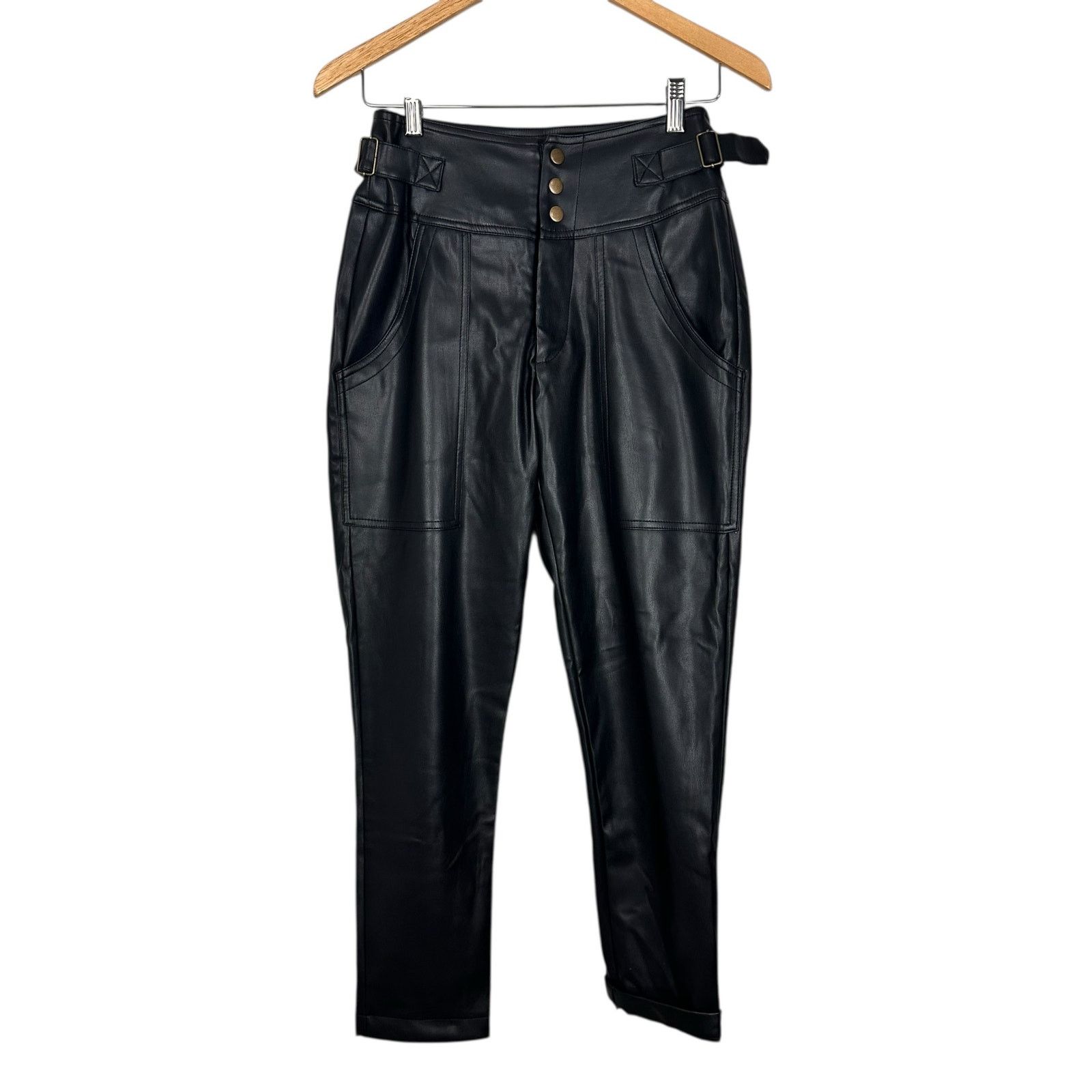 Young Fabulous & Broke Young Fabulous & Broke Faux Black Leather Trousers Sz XS Size 27" / US 4 / IT 40 - 4 Thumbnail