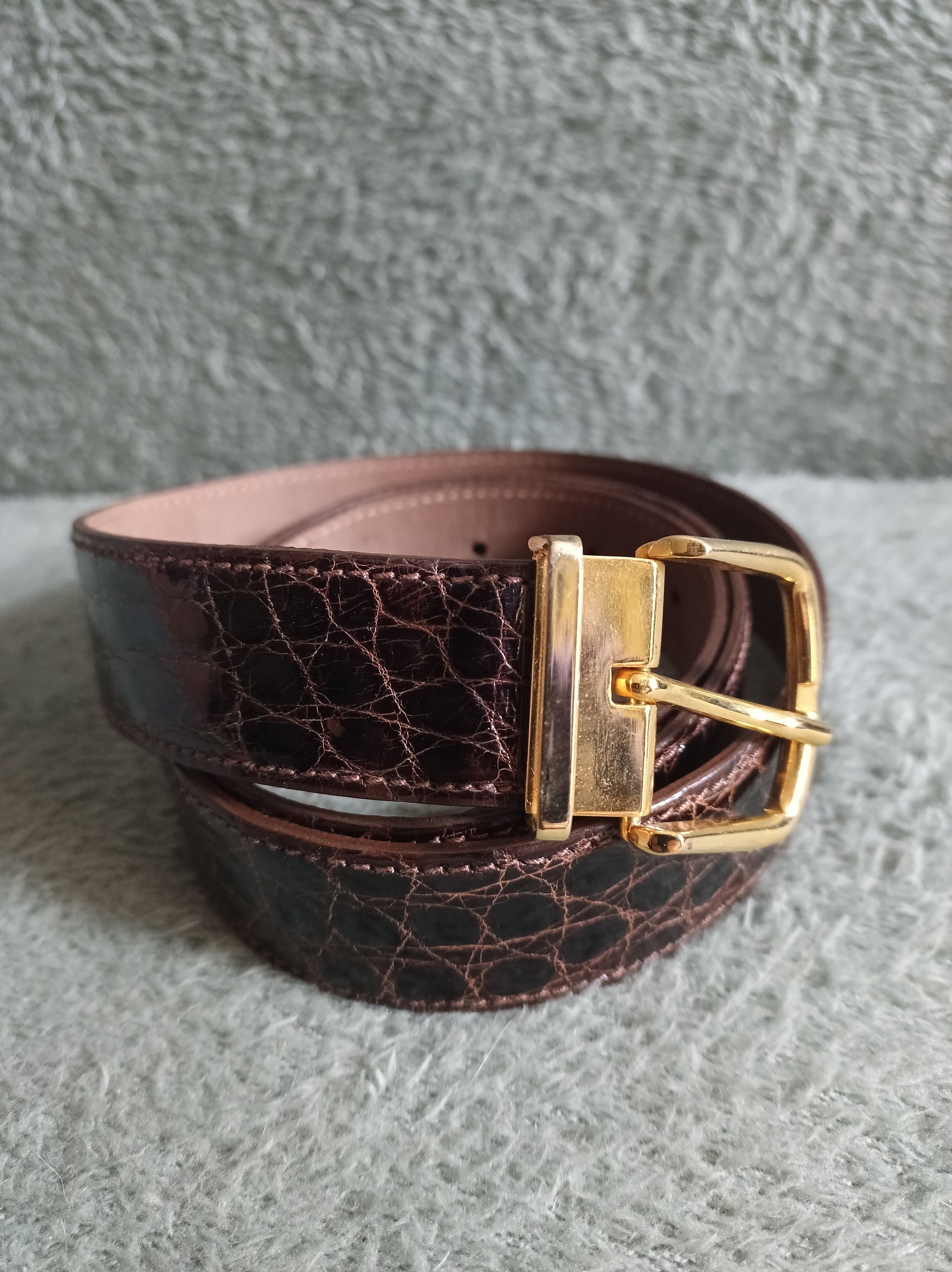 Designer Saint Phil Zurich Genuine Crocodile Leather Swiss Belt 90/36 Size 36 - 1 Thumbnail
