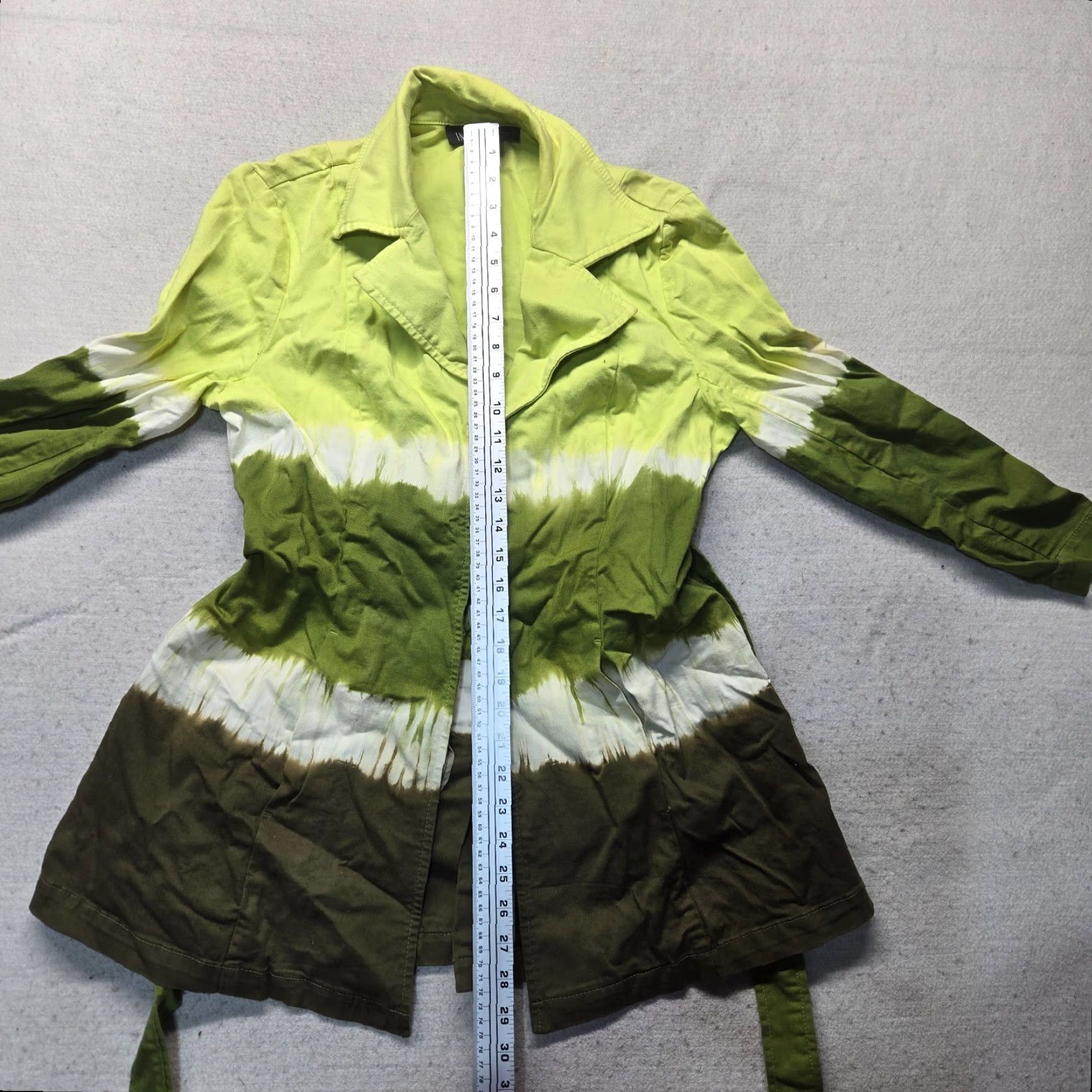 Vintage INC International Concepts Jacket Women M Green Lightweight Front Clip Closure, Medium, Cotton Blend, Fall Spring Summer, Overcoat, Jacket Womens Size M / US 6-8 / IT 42-44 - 6 Thumbnail
