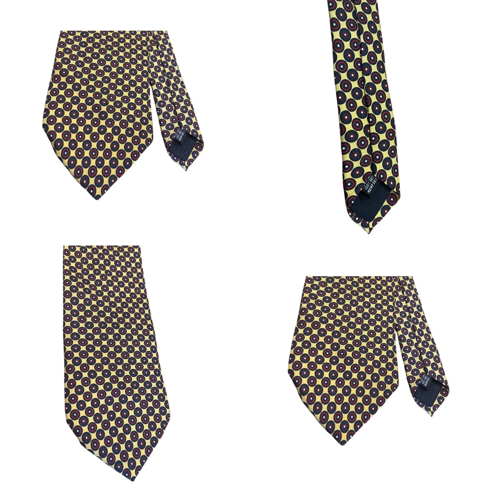 Vintage Venezia Tie 100% Silk Made in Italy Mens Gold 58 Inch 4" at widest point Size ONE SIZE - 8 Thumbnail