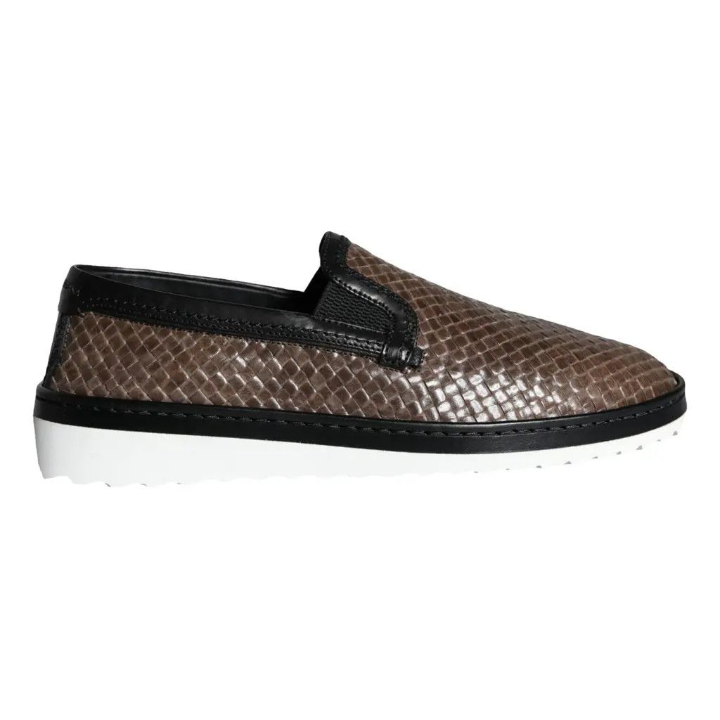 Dolce & Gabbana o1y0125 Leather Logo Loafers in Black/Brown Size US 7 / EU 40 - 1 Thumbnail