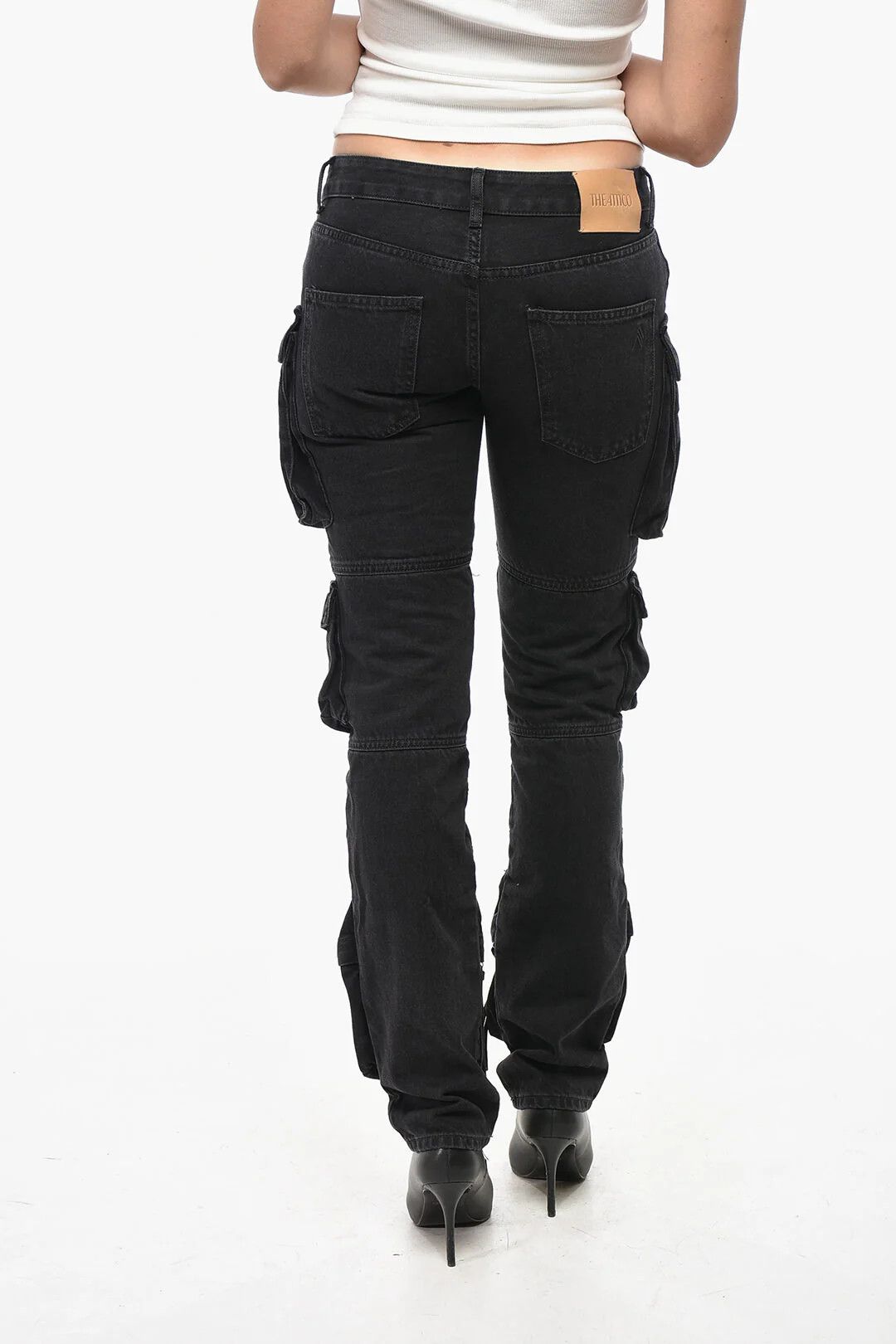 The Attico og1mm0426 Dark Wash Cargo Jeans in Black Size 27" / US 4 / IT 40 - 2 Thumbnail
