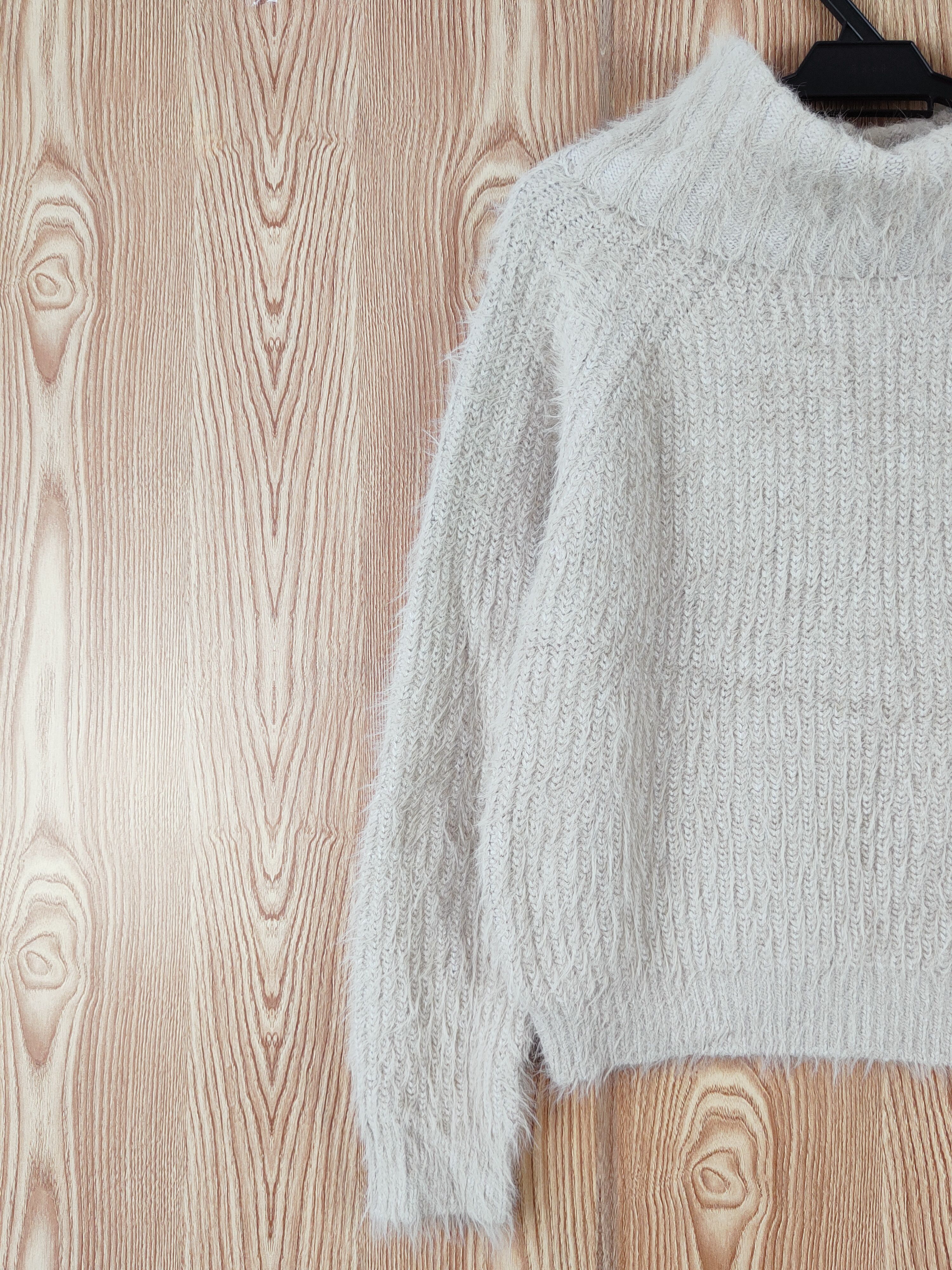 Homespun Knitwear RD Beige Shag Shaggy Fur Mohair Knitwear #W761 Size XS / US 0-2 / IT 36-38 - 8 Thumbnail