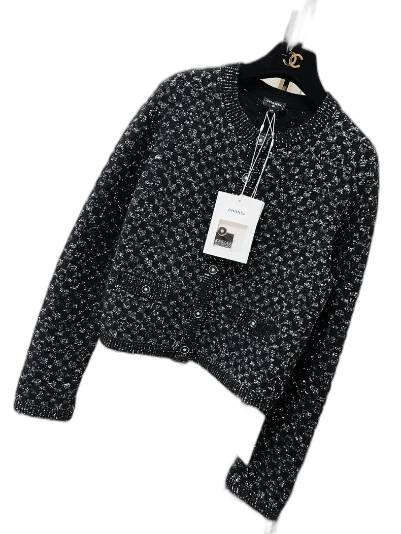 Chanel Chanel Black Sequin Knit Cardigan Jacket Size M / US 6-8 / IT 42-44 - 1 Thumbnail