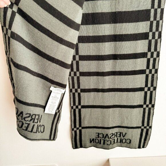 Versace Versace Collection Reversible Wool Blend Grey Scarf Size ONE SIZE - 3 Thumbnail