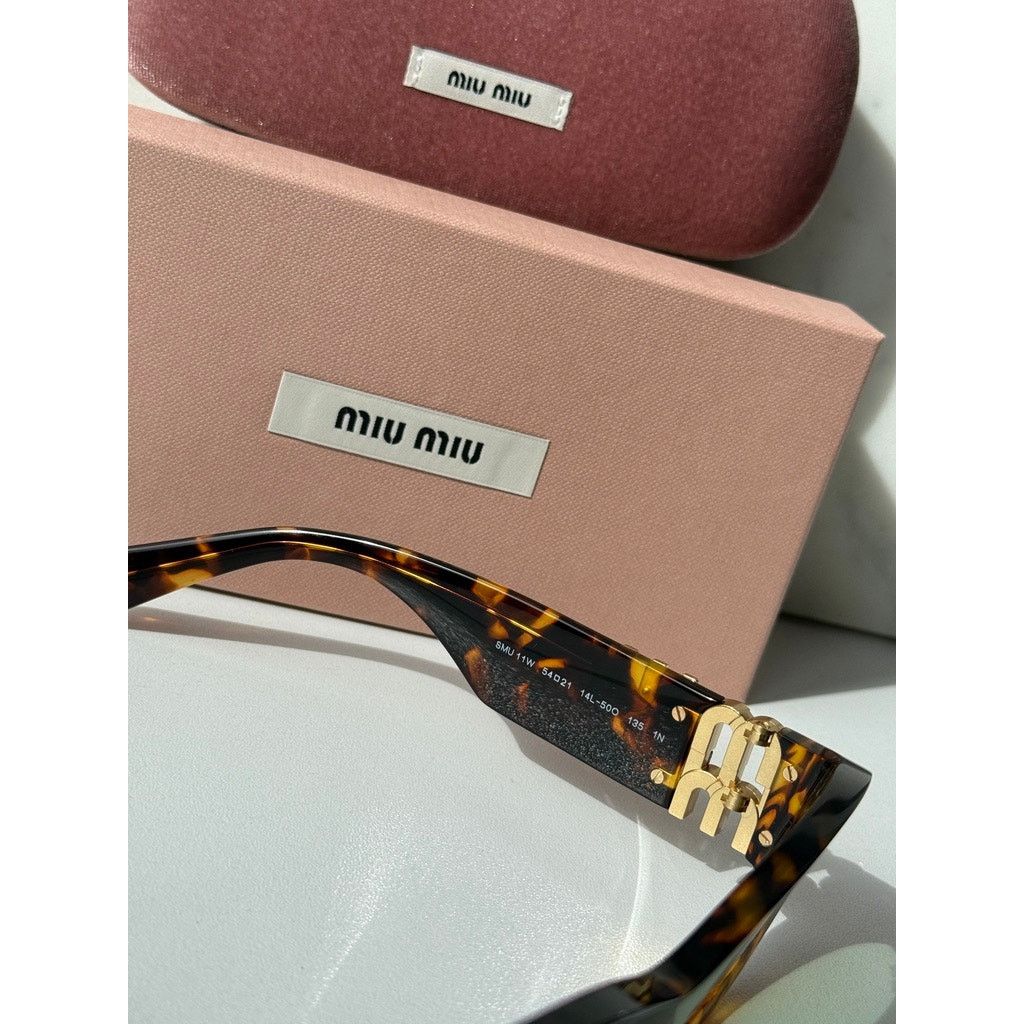Miu Miu NEW Miu Miu MU11WS Thick Rim Oval Sunglasses in Green Brown Size ONE SIZE - 5 Thumbnail