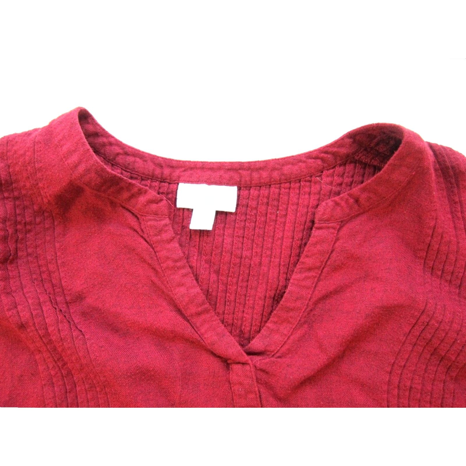 J. Jill J.Jill Blouse 3/4 Sleeve V-Neck Pocket Pleated Tunic Peasant Rayon Red Blouse PL Womens Removable Pockets Size L / US 10 / IT 46 - 4 Thumbnail