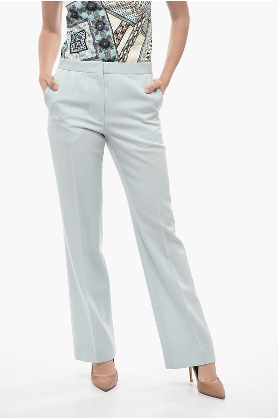 image of Jil Sander 4 Pocket Grain De Poudre Wool Pants in Light Blue, Women's (Size 28)