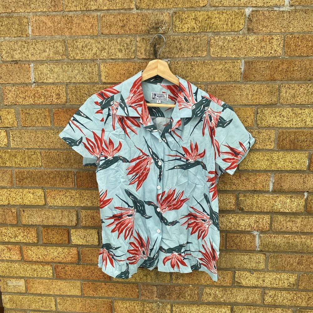 Japanese Brand × Vintage Vintage 90s Avanti Hawaiian Floral Button Up Shirt Large Bl Size US L / EU 52-54 / 3 - 2 Thumbnail