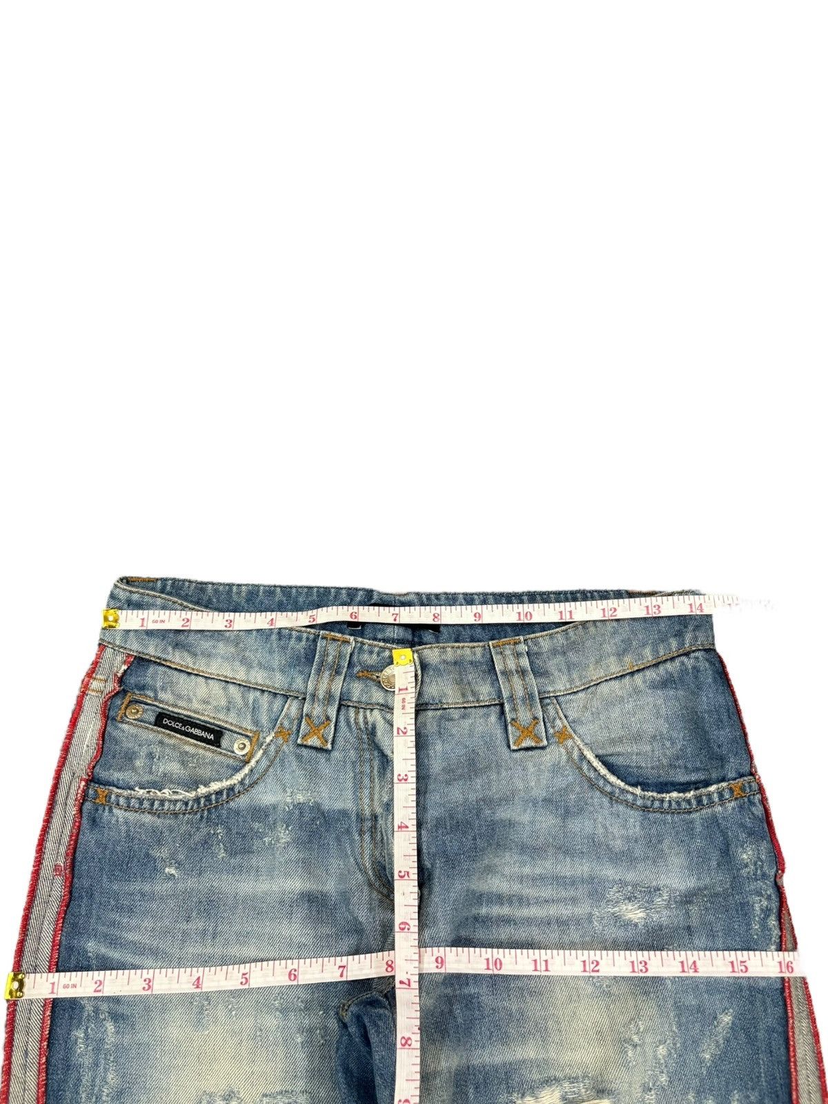 Dolce & Gabbana Vintage Italy Dolce Gabbana Faded Wash Distress Capri Jeans Size 29" - 10 Thumbnail