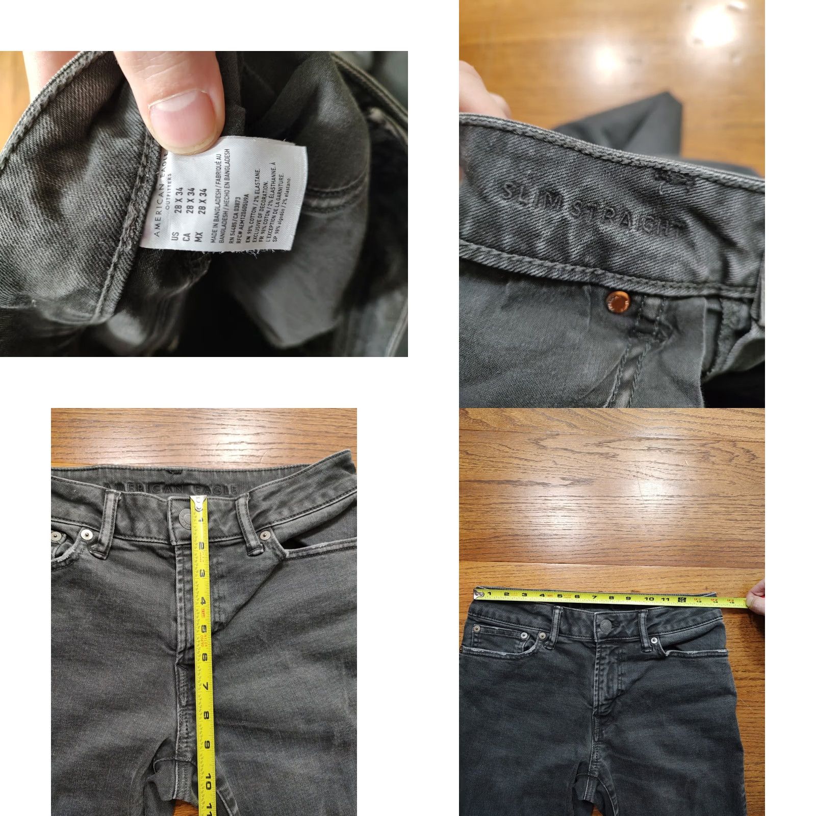 American Eagle Outfitters American Eagle Jeans Mens 28x34 Black Slim Stretch Denim Size US 28 / EU 44 - 8 Thumbnail