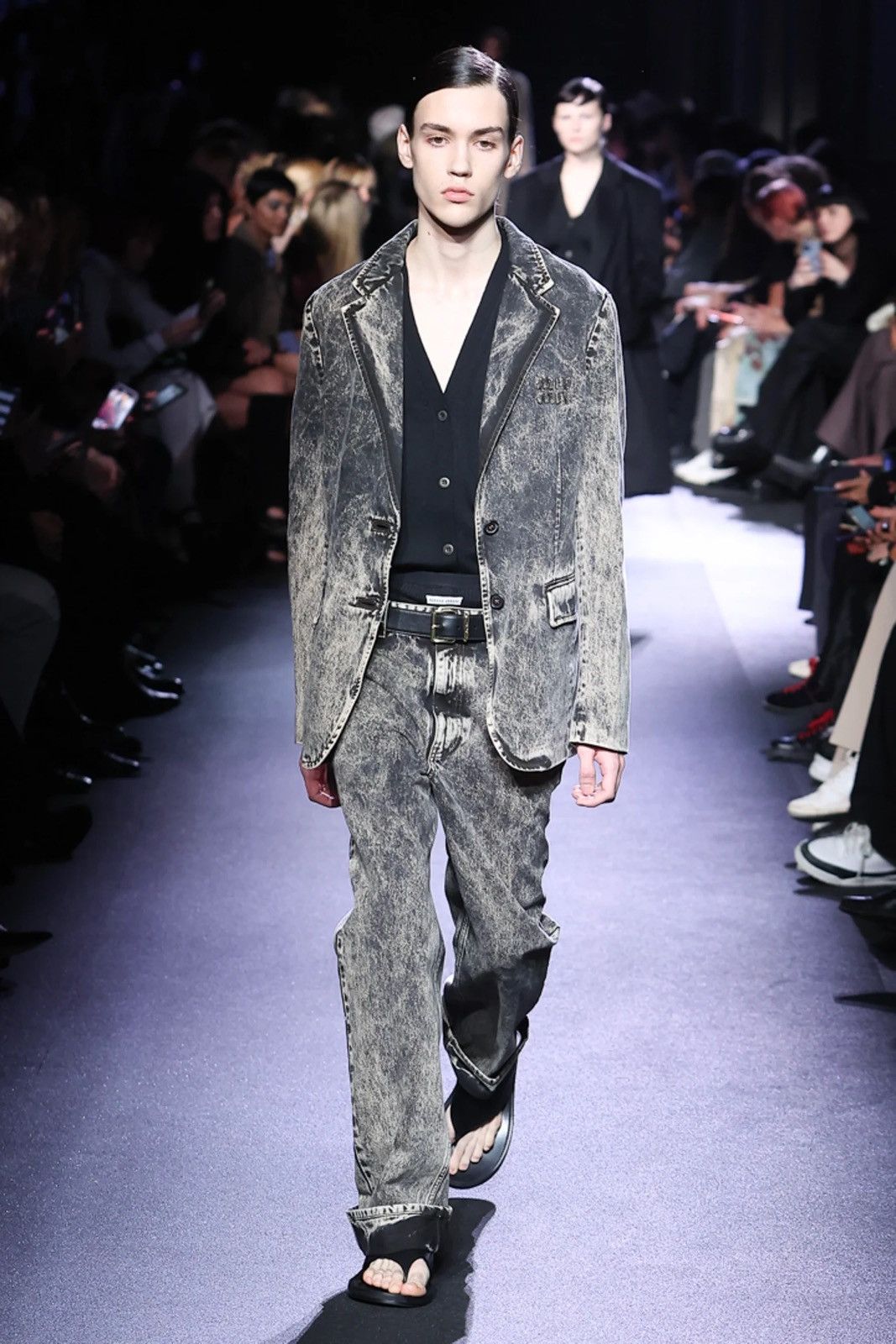 Miu Miu MIU MIU 2023SS Marbleized Garment-dyed Gabardine Jacket Size US XXS / EU 40 - 2 Thumbnail