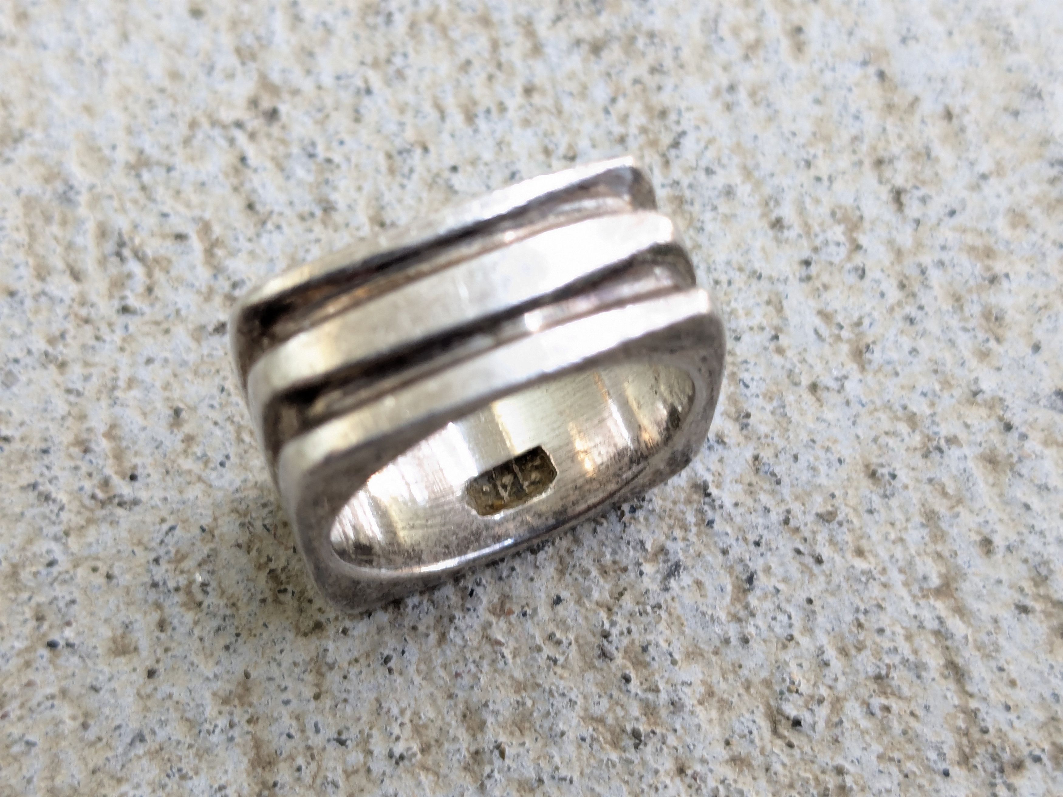 Other Vintage Sterling Silver Ring 6.75 Square Abstract Modern Size ONE SIZE - 6 Thumbnail
