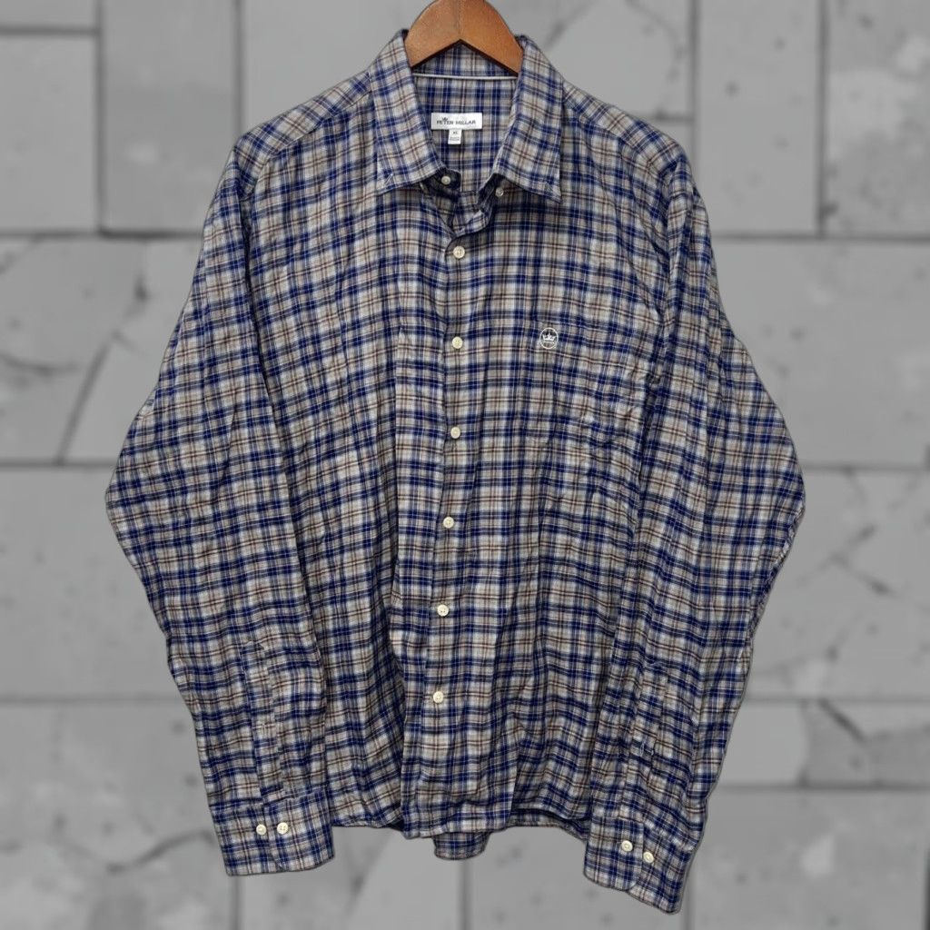 Peter Millar Peter Millar Blue Plaid Button-Up Shirt Mens XL Size Long Sleeve Regular Fit Size US XL / EU 56 / 4 - 1 Thumbnail