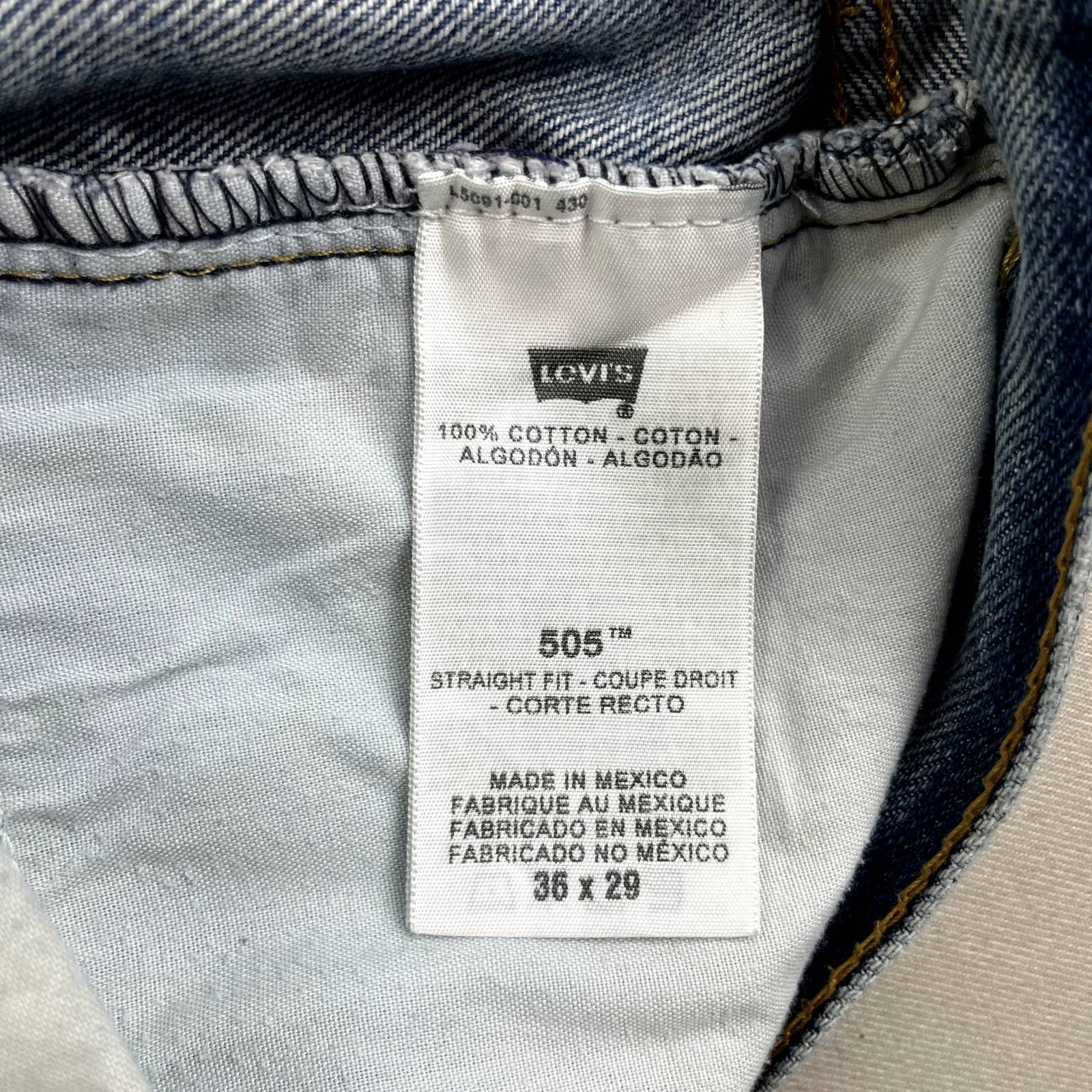 Levi's Levis 505 Jeans Mens 36x29 Blue Denim Regular Fit Stone Wash Size US 36 / EU 52 - 8 Thumbnail