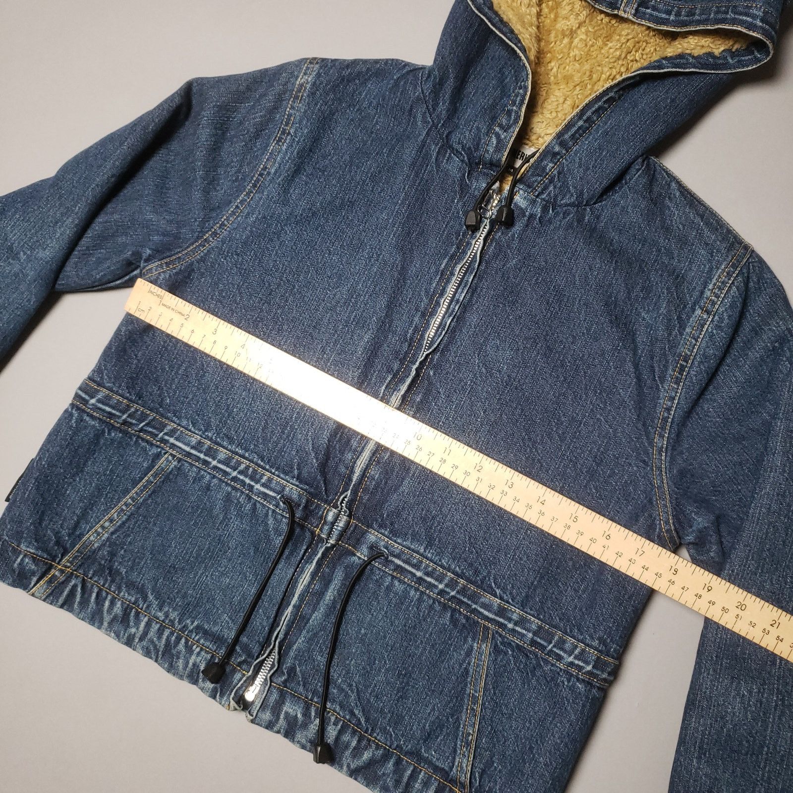 Vintage Vtg RARE Americanino Sherpa Denim cropped Zip up Hoodie Size M / US 6-8 / IT 42-44 - 6 Thumbnail