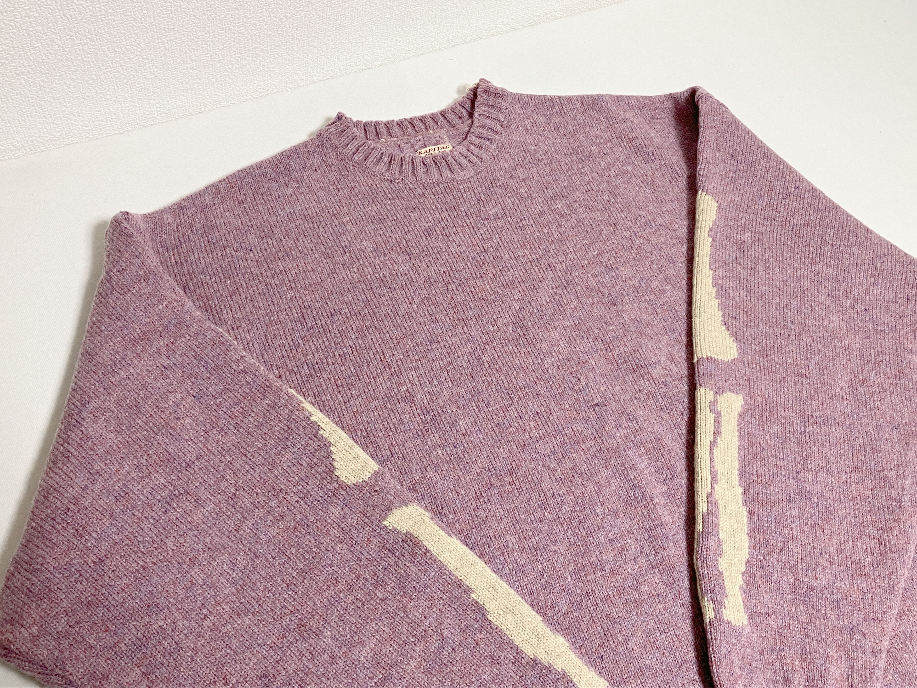 Kapital KAPITAL 5G wool bone crew sweater Skeleton light purple S Size US S / EU 44-46 / 1 - 7 Thumbnail