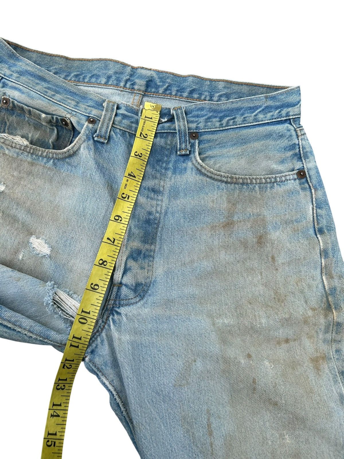 Kapital 80's THRASHED Levis 6 Selvedge Distressed Dirty Denim Jeans Size US 30 / EU 46 - 18 Thumbnail