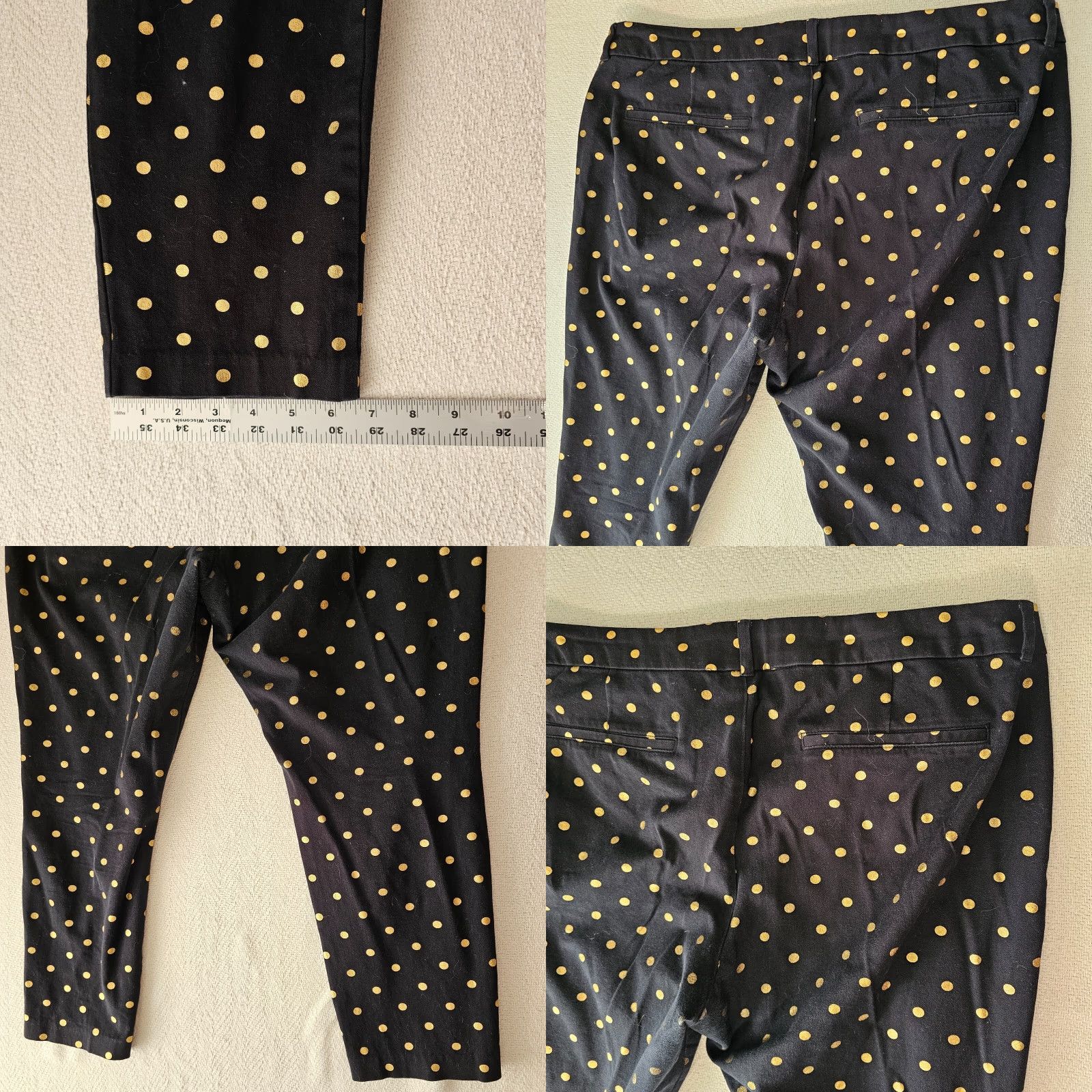 Old Navy Old Navy Pants Cropped Poly Cotton Blend Black Polka Dot High Rise 18 Womens Straight Leg Knit Stretch Regular Size 18 Size 40" / US 18 - 8 Thumbnail
