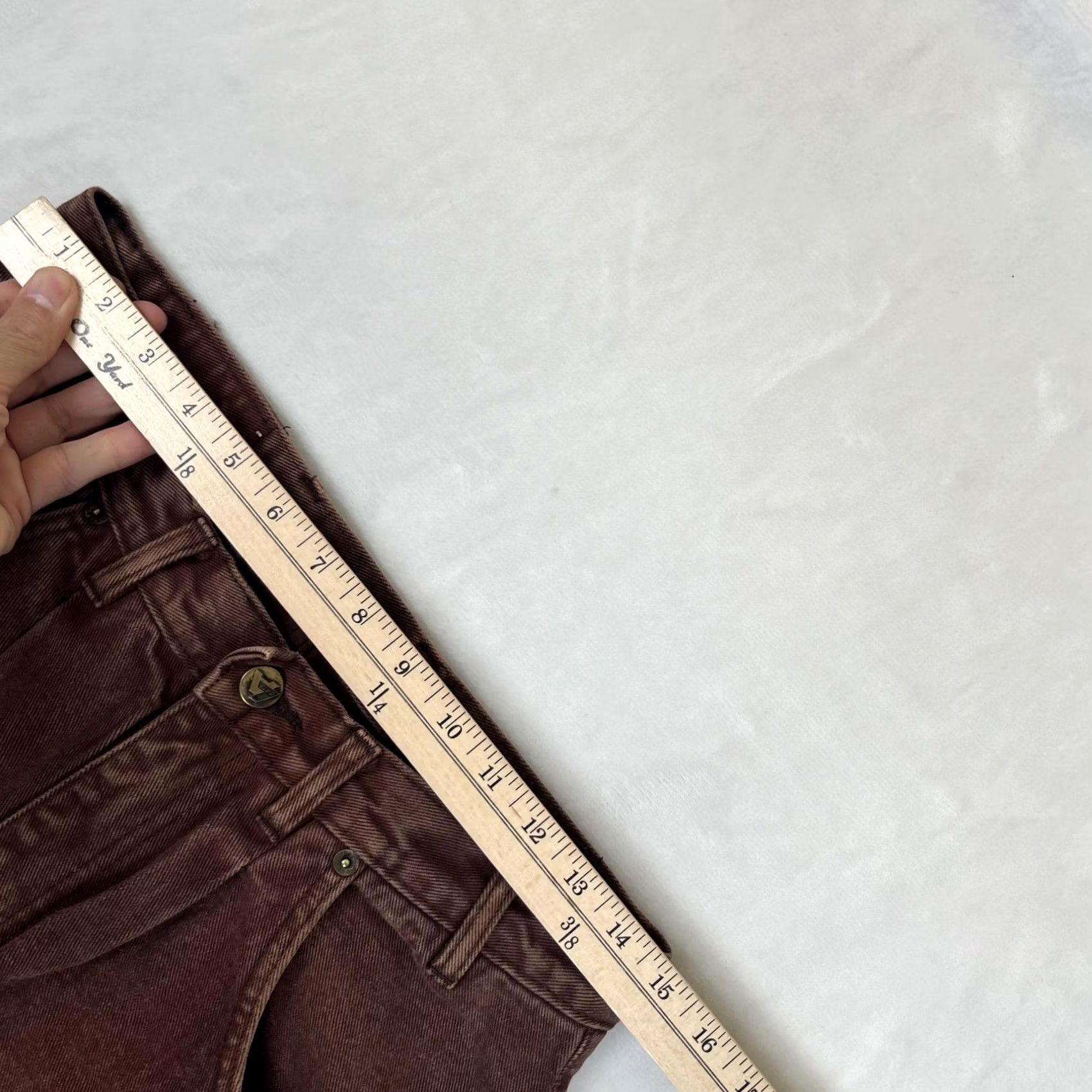 Denime VINTAGE LA Gate Jeans Mens 30x30 Brown Relaxed Tapered Denim Made 90s READ Size US 30 / EU 46 - 3 Thumbnail
