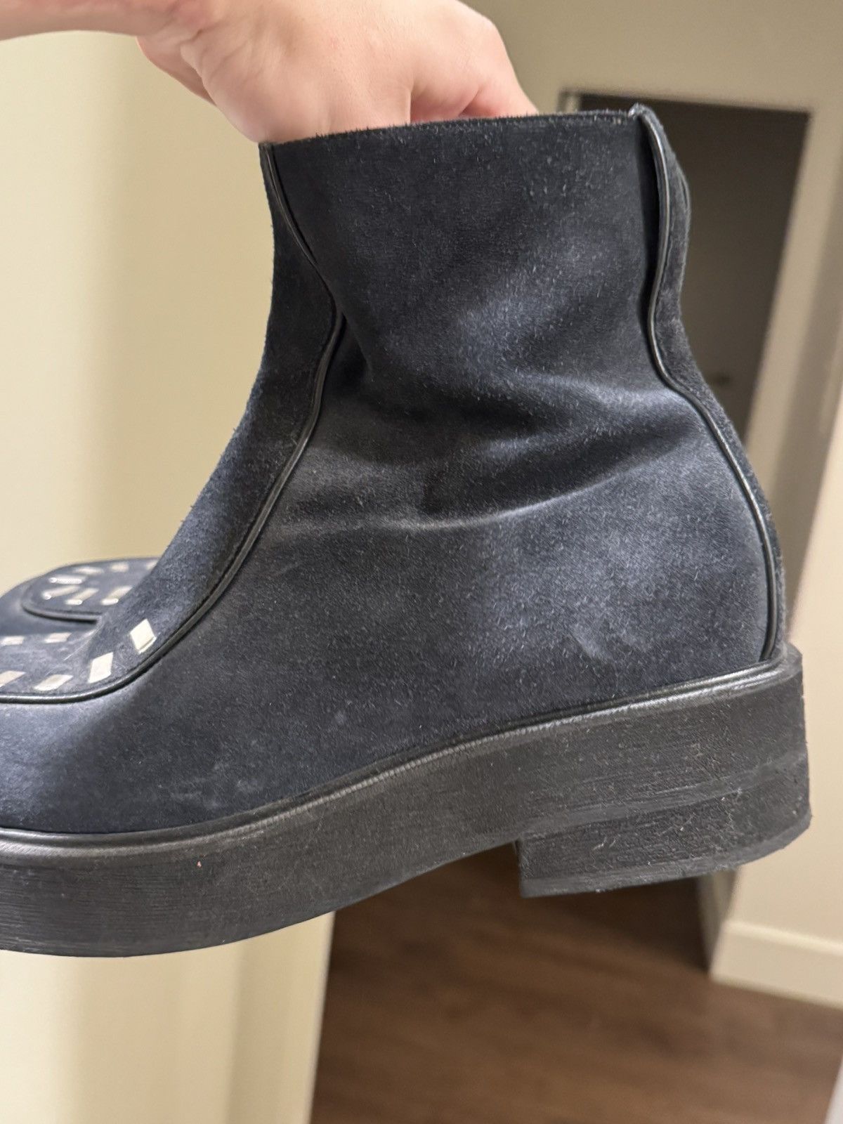 Marni Marni Square Toe Navy Suede Staple Ankle Boots Size US 9.5 / EU 42-43 - 3 Thumbnail