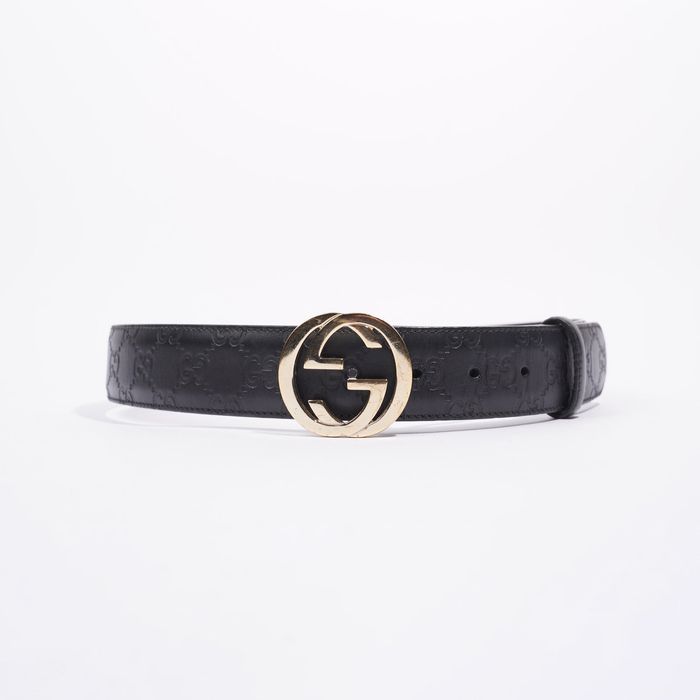 Gucci Gucci Womens Interlocking Belt Black Guccissima 80cm / 32