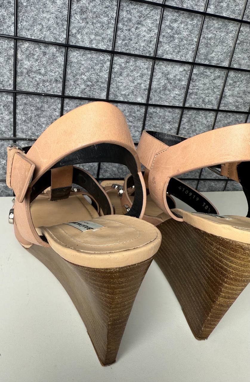 Balenciaga Balenciaga Pale Pink Leather Studs Sandals Wedge Shoes Size US 8 / IT 38 - 9 Thumbnail