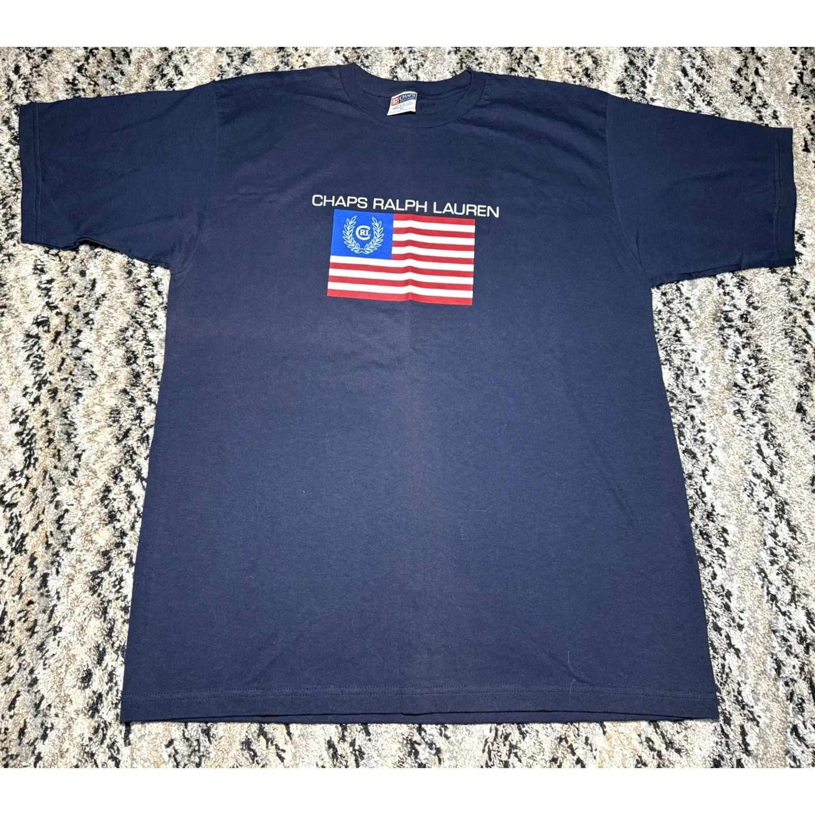 Polo Ralph Lauren VINTAGE Polo Ralph Lauren Short Sleeve T-Shirt XL Navy Flag Graphic Tee Men Size US XL / EU 56 / 4 - 3 Thumbnail