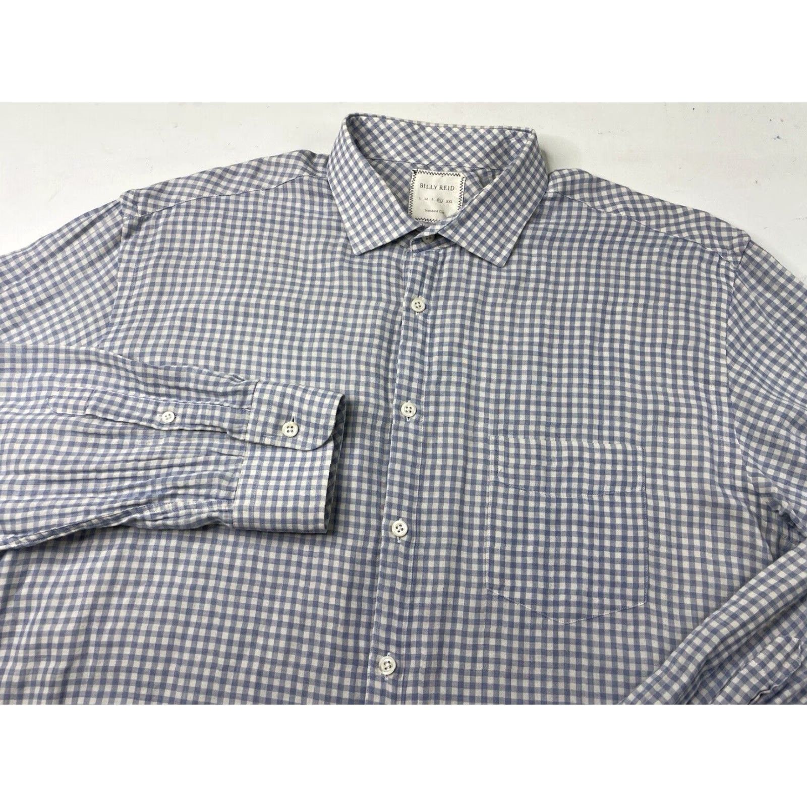 Billy Reid Billy Reid Shirt Mens XL Button-Up Long Sleeve Gingham Plaid Blue Multicolor Check Casual Business Travel Wedding Standard Cut Size US XL / EU 56 / 4 - 2 Thumbnail