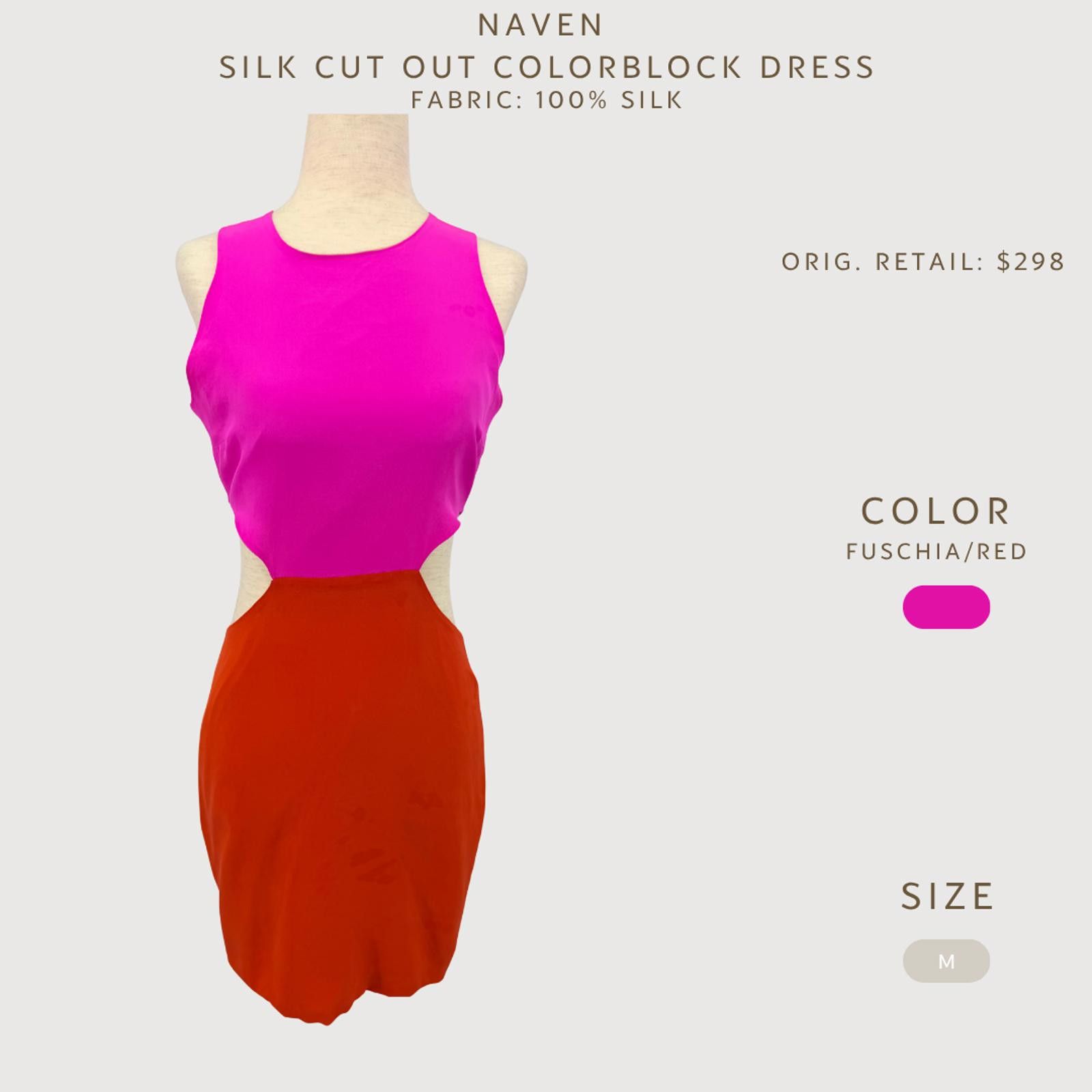 Other Naven Silk Cut Out Colorblock Dress Fuchsia/Red Size M Size M / US 6-8 / IT 42-44 - 2 Thumbnail