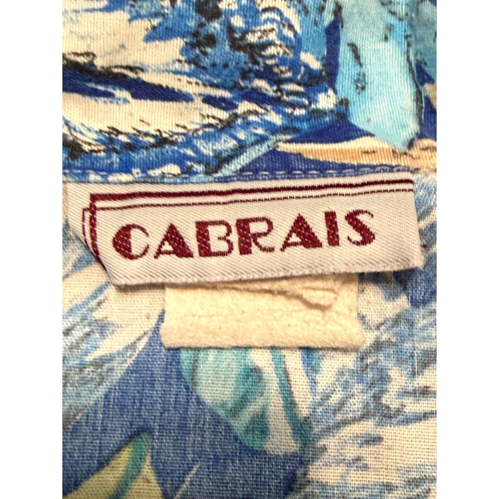 Vintage Cabrais Shirt Womens 2XL Blue White Green Floral Button-Up Padded Shoulders Shirt Size XXL / US 16-18 / IT 52-54 - 6 Thumbnail