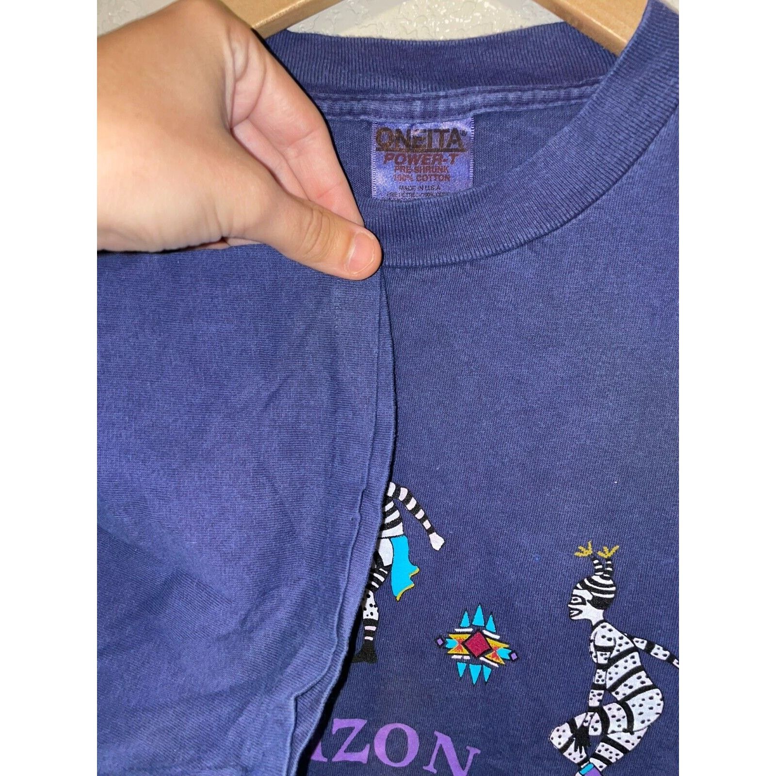 Vintage 1990s AZ Arizona Native American Striped Indian Dance Shirt Size US L / EU 52-54 / 3 - 10 Thumbnail